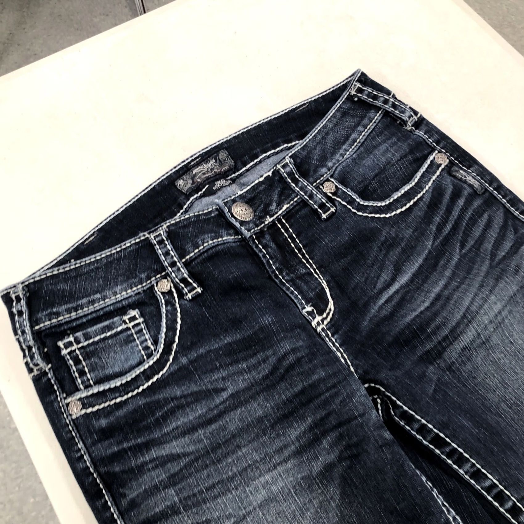 Silver Jeans Co. Silver Jeans Aiko Bootcut Jeans Womens 32x28 Denim Dark Stretch 5-Pocket Button Zip Haw 90s Cowboy Hipster Logo Modern Size 24" / US 00 / IT 34 - 2 Thumbnail