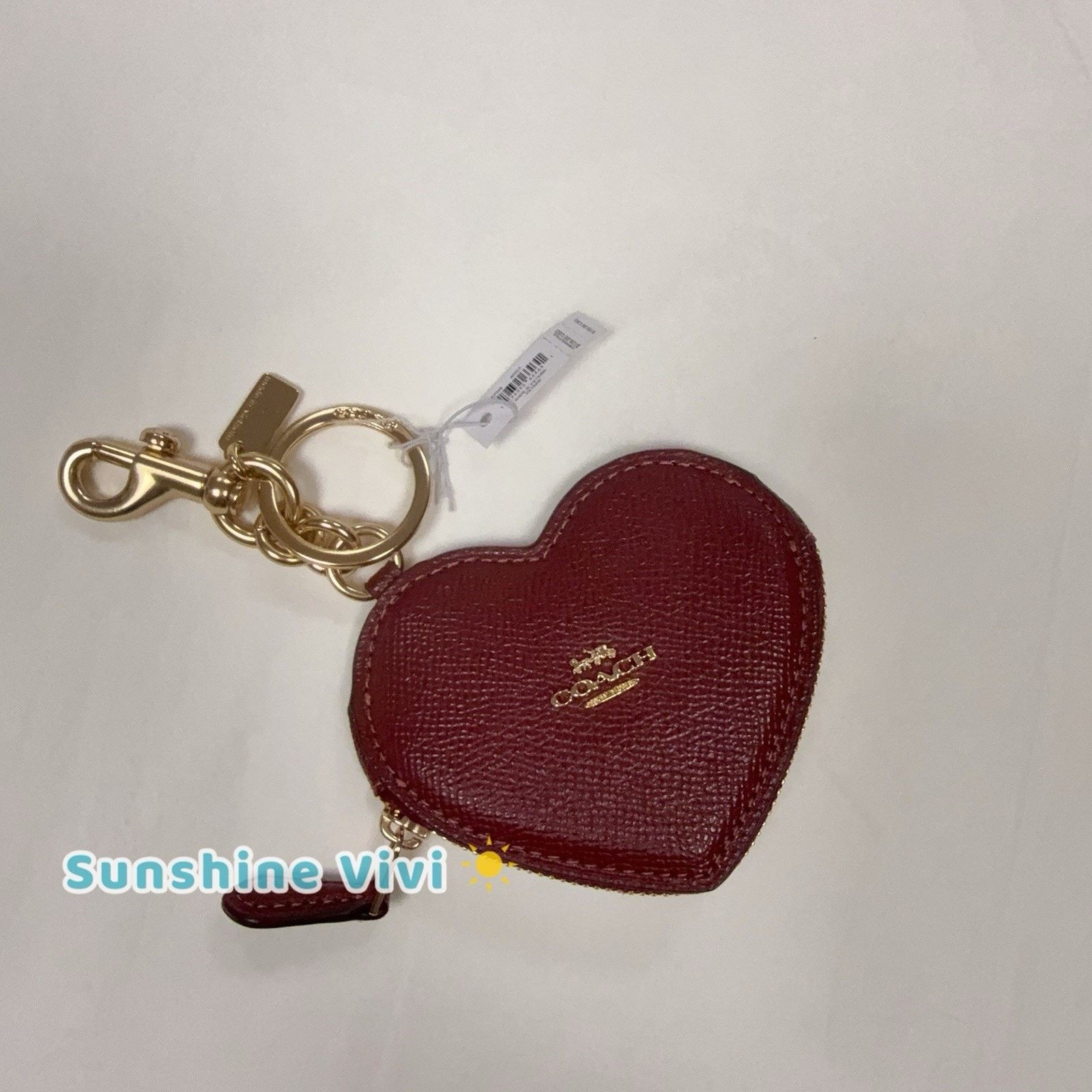 Coach NWT Coach CP368 Heart Bag Charm IN Gold/Dark Ruby Size ONE SIZE - 1 Thumbnail