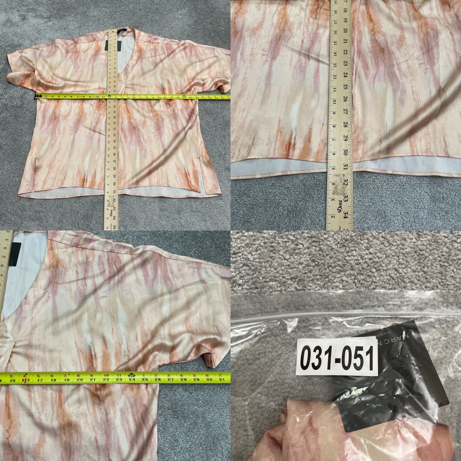 Andrew Marc Andrew Marc Blouse Womens Large Peach Tie-Dye V-Neck Casual NWT Size L / US 10 / IT 46 - 8 Thumbnail