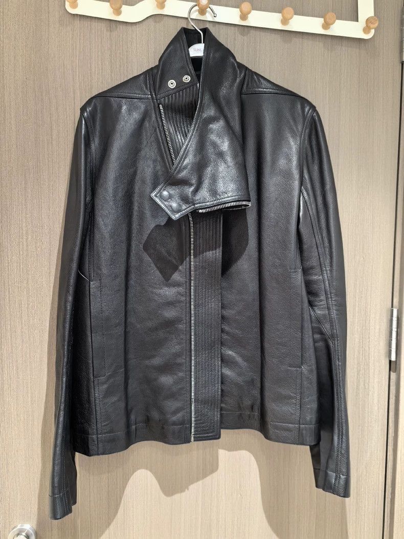 Rick Owens Classic Double-Breasted Funnel Neck Black Leather Jacket-25 Size US L / EU 52-54 / 3 - 2 Thumbnail
