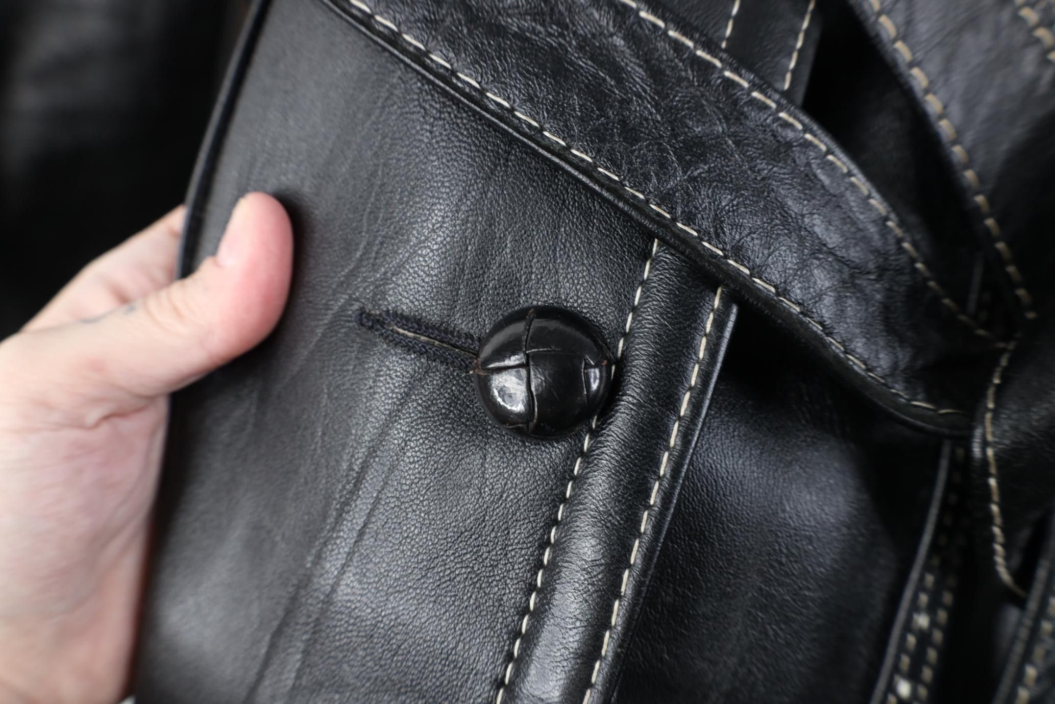 Vintage Vintage 70s Streetwear Leather Trench Coat Jacket Black Size L / US 10 / IT 46 - 4 Thumbnail