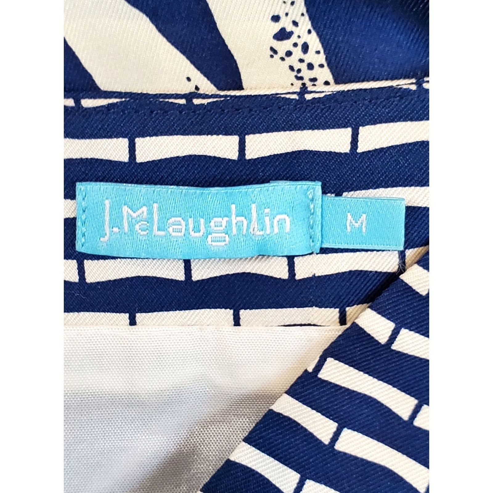 J.McLaughlin J. McLaughlin 100% Silk Tunic Dress Navy Blue White Bamboo Pattern Women's M Beach Silk Dress Navy Blue White Bamboo Pattern J. McLaughlin Women's M Size M / US 6-8 / IT 42-44 - 4 Thumbnail