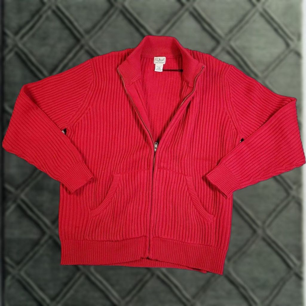 Vintage VINTAGE L.L. Bean Driver's Knit High Neck Sweater Mens Large L Full Zip Coatigan Red Vintage 90s Classic Outdoor Size US L / EU 52-54 / 3 - 1 Thumbnail