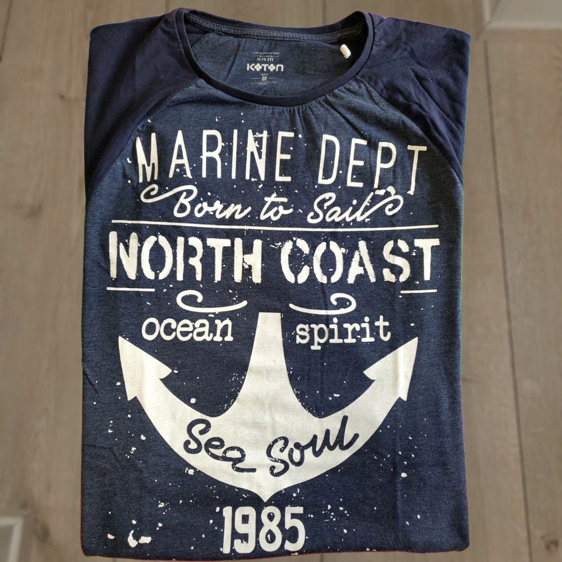 Vintage Koton Marine Dept North Coast T-Shirt L Men Blue Ocean Spirit Sea Soul 1985 Crew Neck Short Sleeve Slim Convincing Size US L / EU 52-54 / 3 - 1 Thumbnail