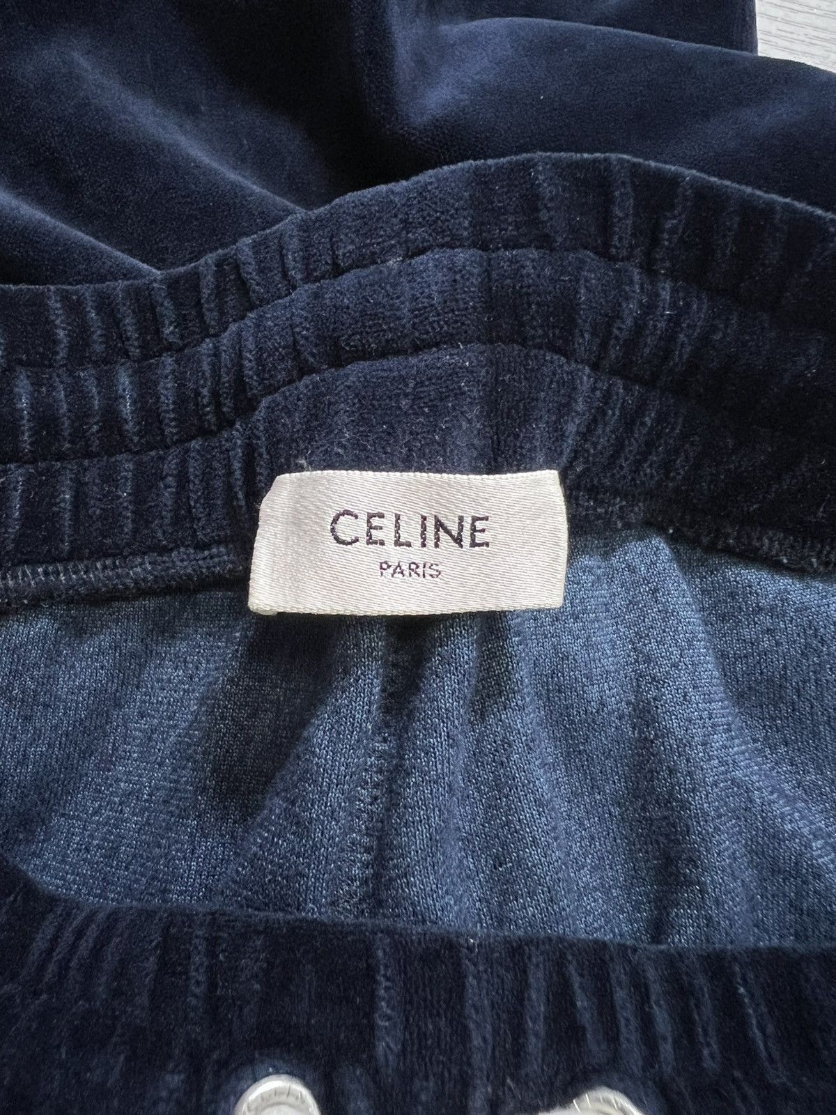 Celine Celine - Triomphe Logo Embroidered Velour Trackpants Size US 30 / EU 46 - 17 Thumbnail