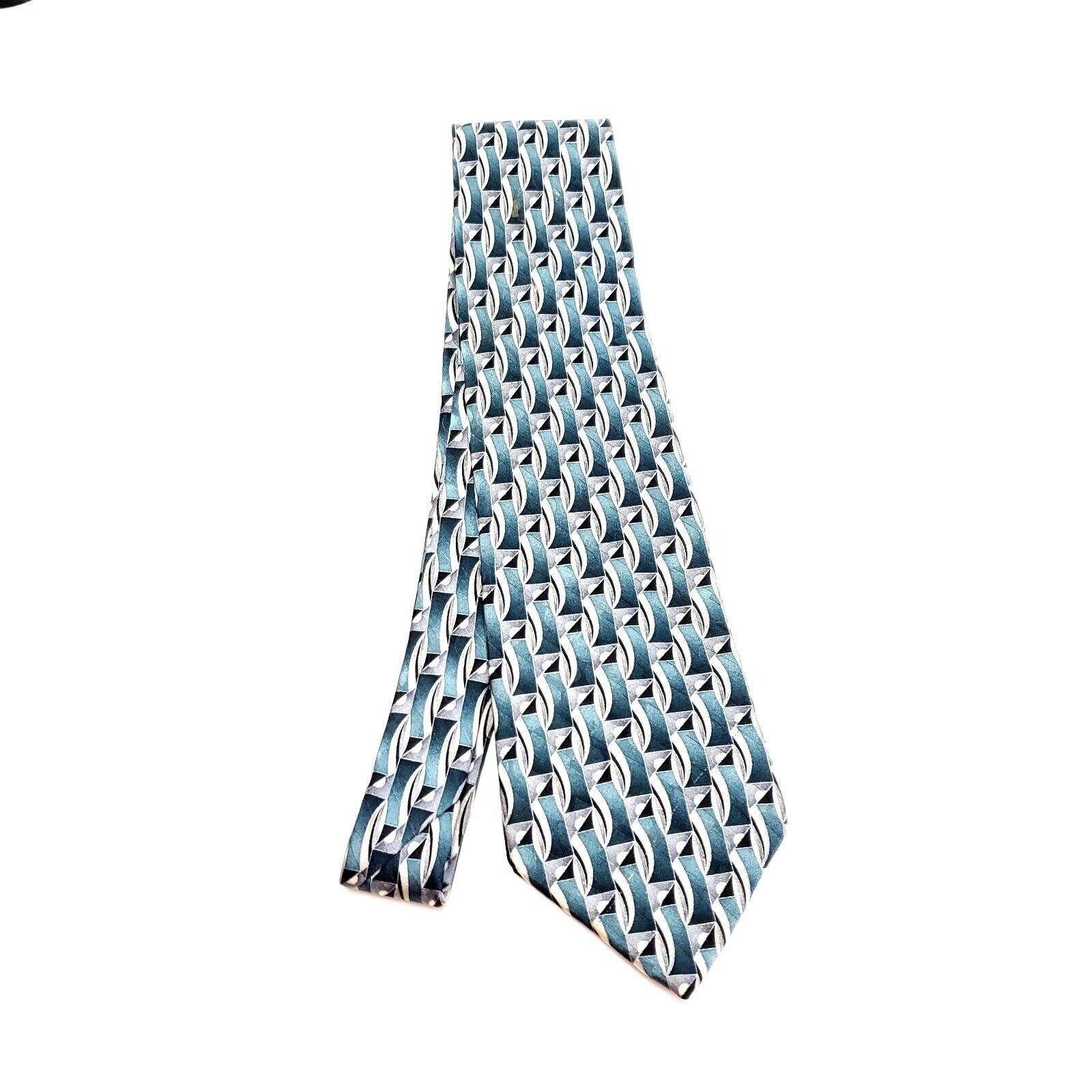 Arrow Arrow Teal White Silk Tie Woven Geometric Size ONE SIZE - 6 Thumbnail