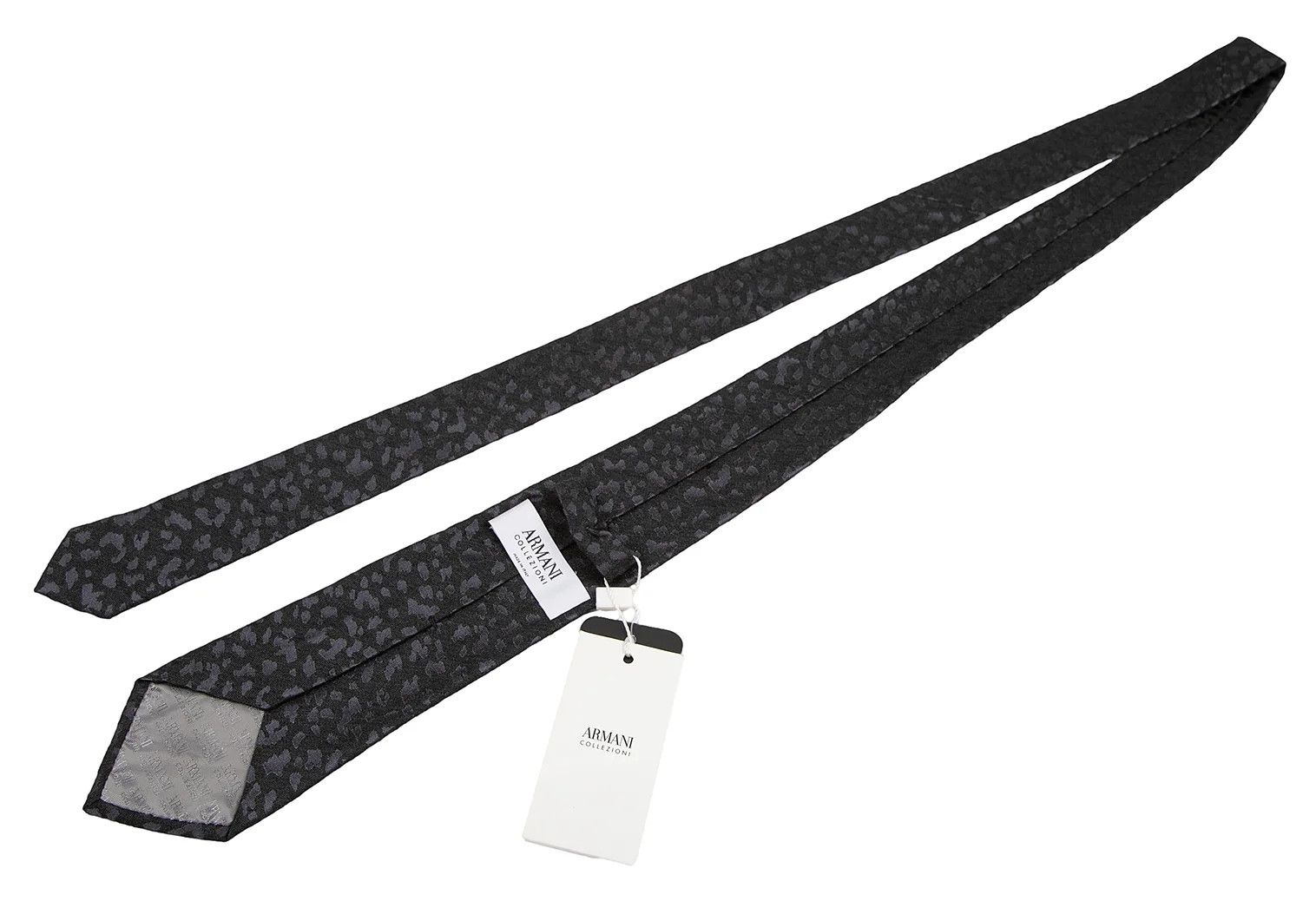 Armani Collezioni Camouflage Jacquard Tie in Brown and Navy Size ONE SIZE - 5 Thumbnail