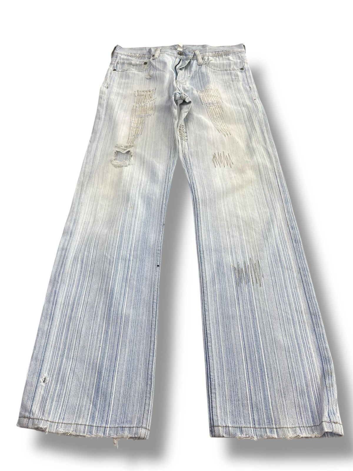 Japanese Brand Japanese Brand Striped Light Wash Style Loose Jeans Size US 31 - 1 Thumbnail