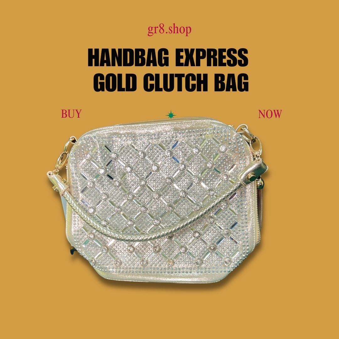 Other Handbag Express Gold Rhinestone Clutch With Detachable Strap Size ONE SIZE - 1 Thumbnail