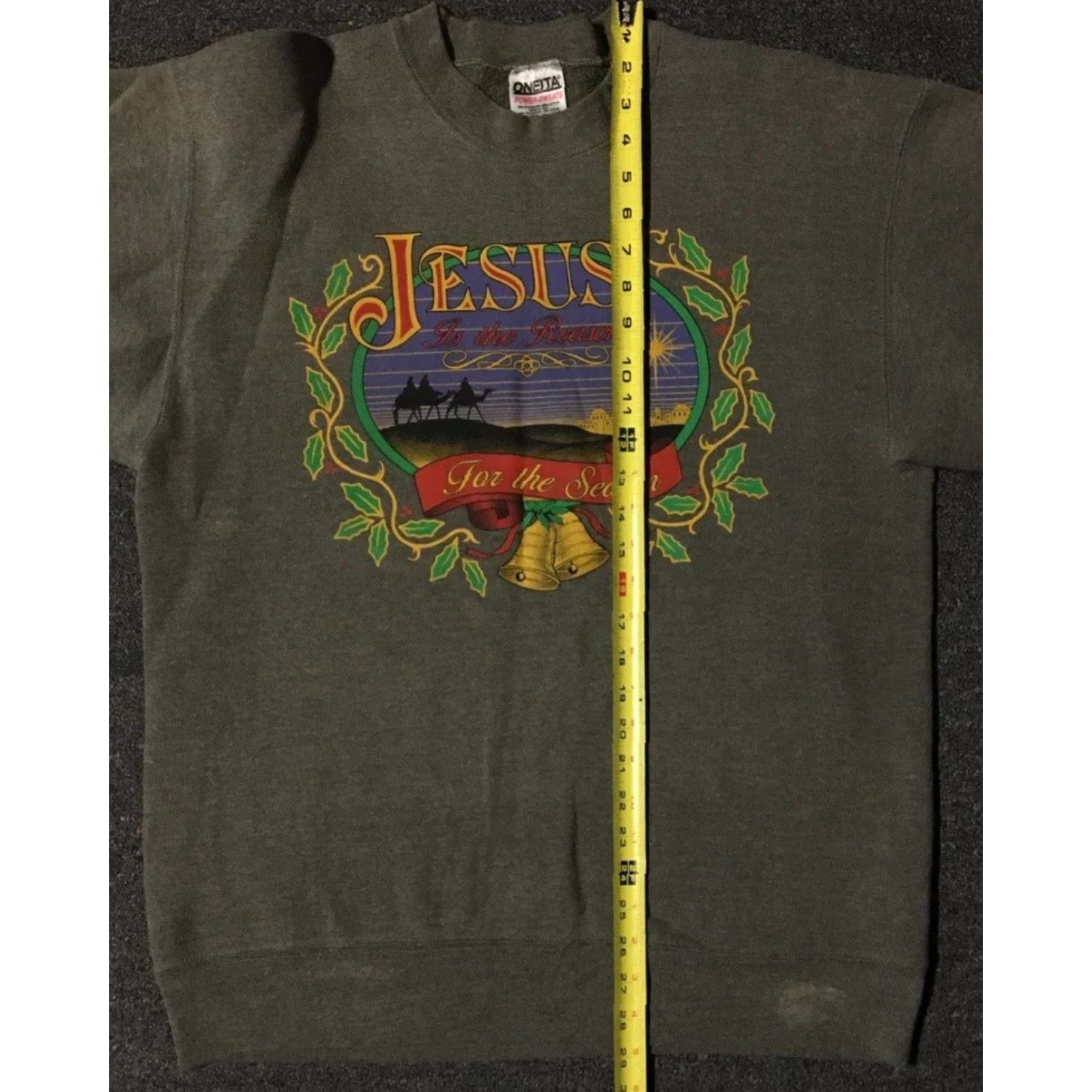 Vintage VINTAGE 90s Jesus Is The Reason Sweatshirt Men L Gray USA Oneita Pullover Size US L / EU 52-54 / 3 - 8 Thumbnail