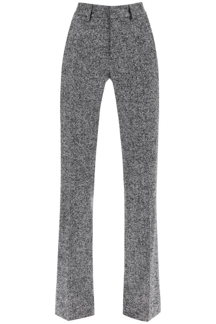 Image of Alessandra Rich O1S22I1N0324 Herringbone Motif Pants In Black/white, Women's (Size 40)