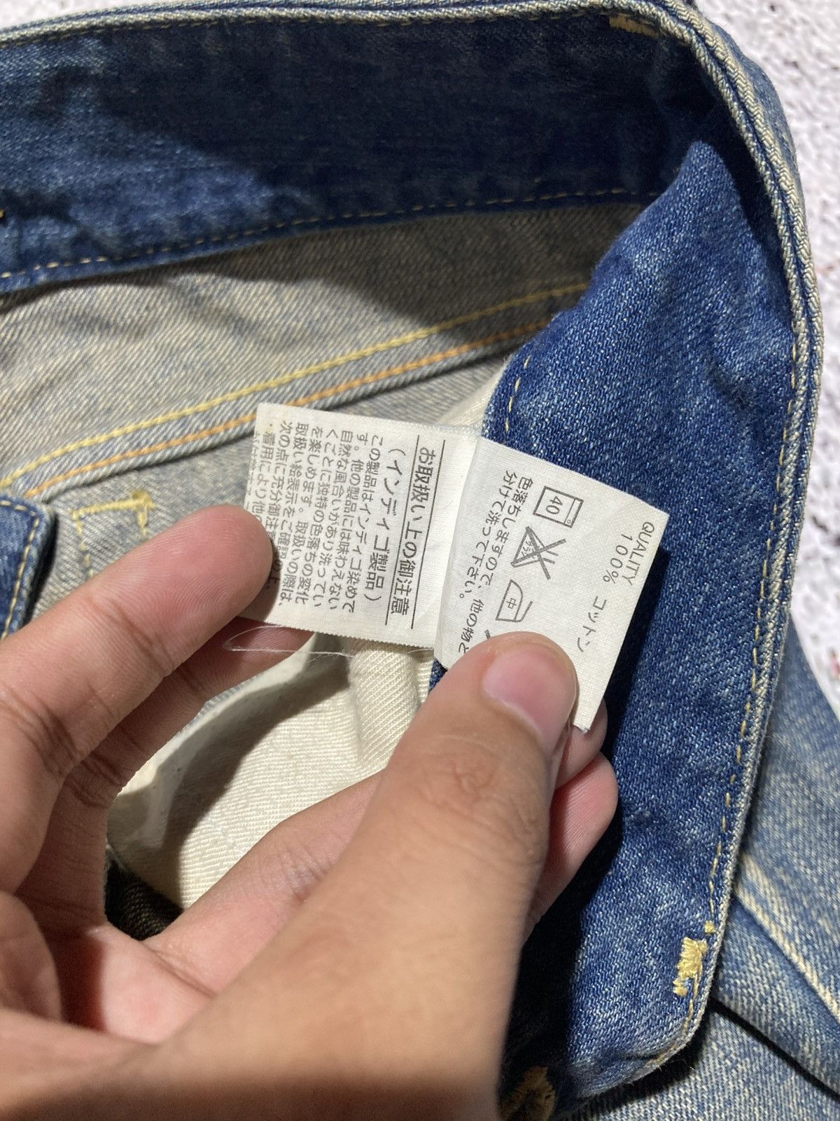 Japanese Brand 🇯🇵 2000s SLY Japan Ripped Bootcut Denim Jeans Pants Blue Wash Size US 26 / EU 42 - 20 Thumbnail