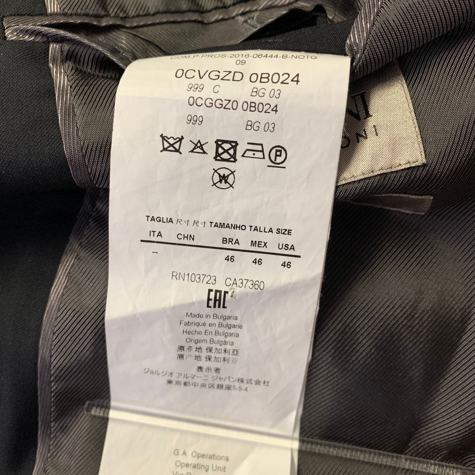 Armani Collezioni ARMANI COLLEZIONI Size 40 Black Wool Notch Lapel Sport Coat Size 40R - 6 Thumbnail