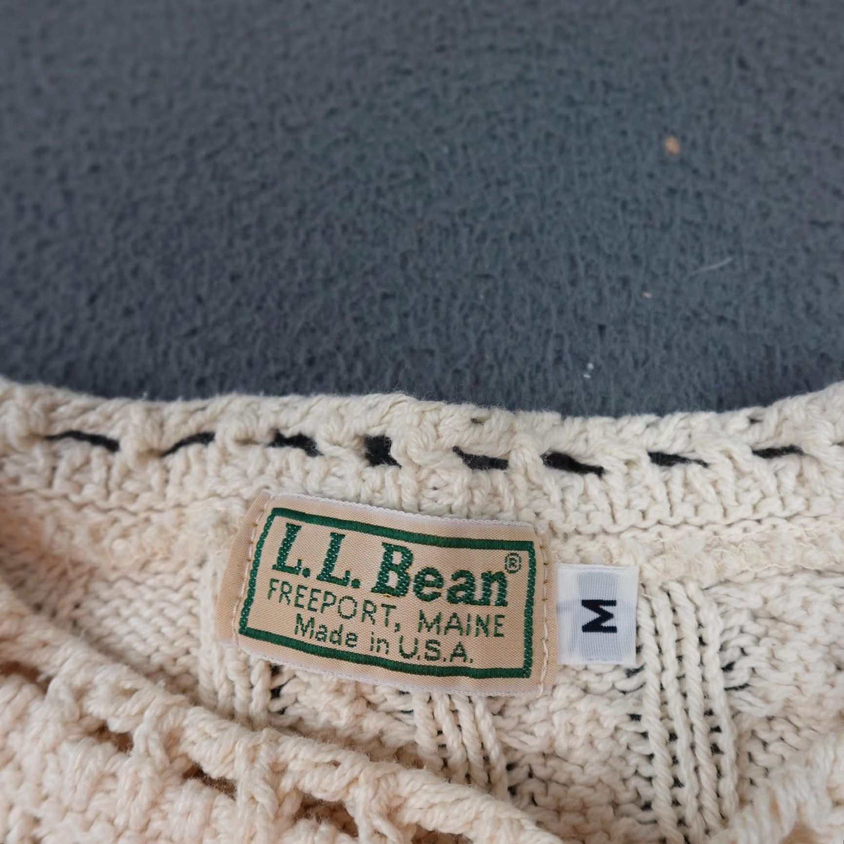 Vintage VINTAGE L.L. Bean Sweater Womens Medium White Cotton Open Cable Knit Crewneck Size M / US 6-8 / IT 42-44 - 5 Thumbnail