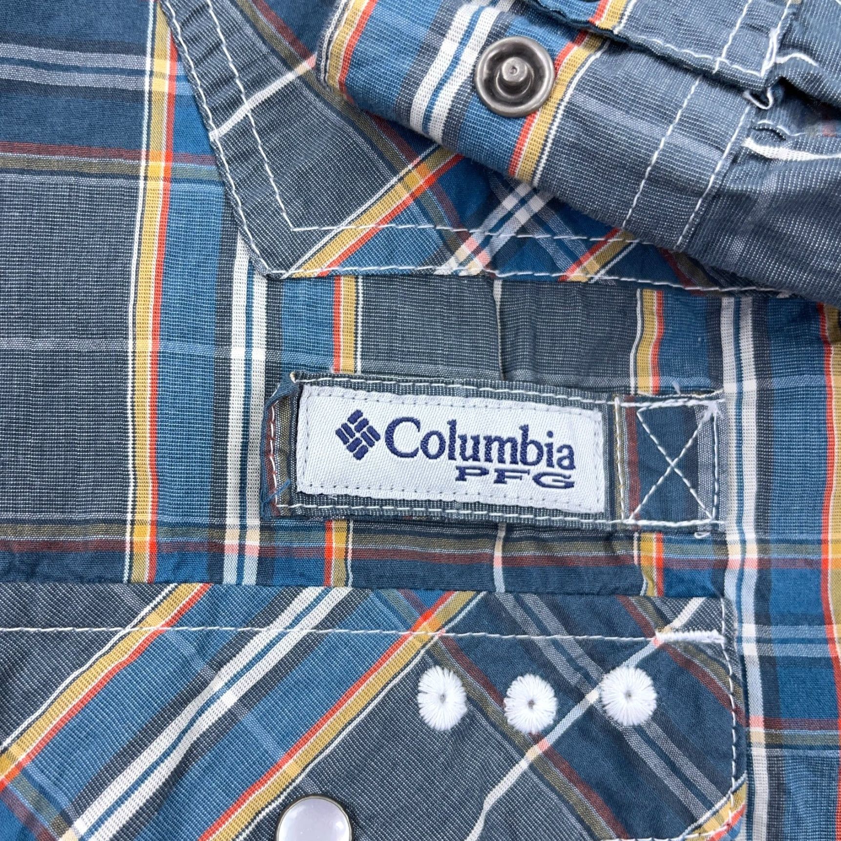 Vintage Columbia PFG Shirt Men XL Blue Plaid Pearl Snap Button-Up Long Sleeve Fishing Outdoor Camp Mens Size US XL / EU 56 / 4 - 3 Thumbnail