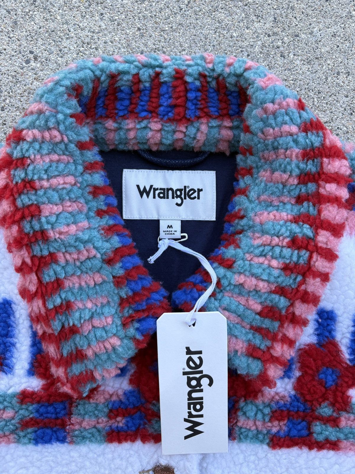 Vintage × Wrangler Wrangler Fun Floral Faux Fur Sherpa Trucker Jacket Size M Size M / US 6-8 / IT 42-44 - 3 Thumbnail