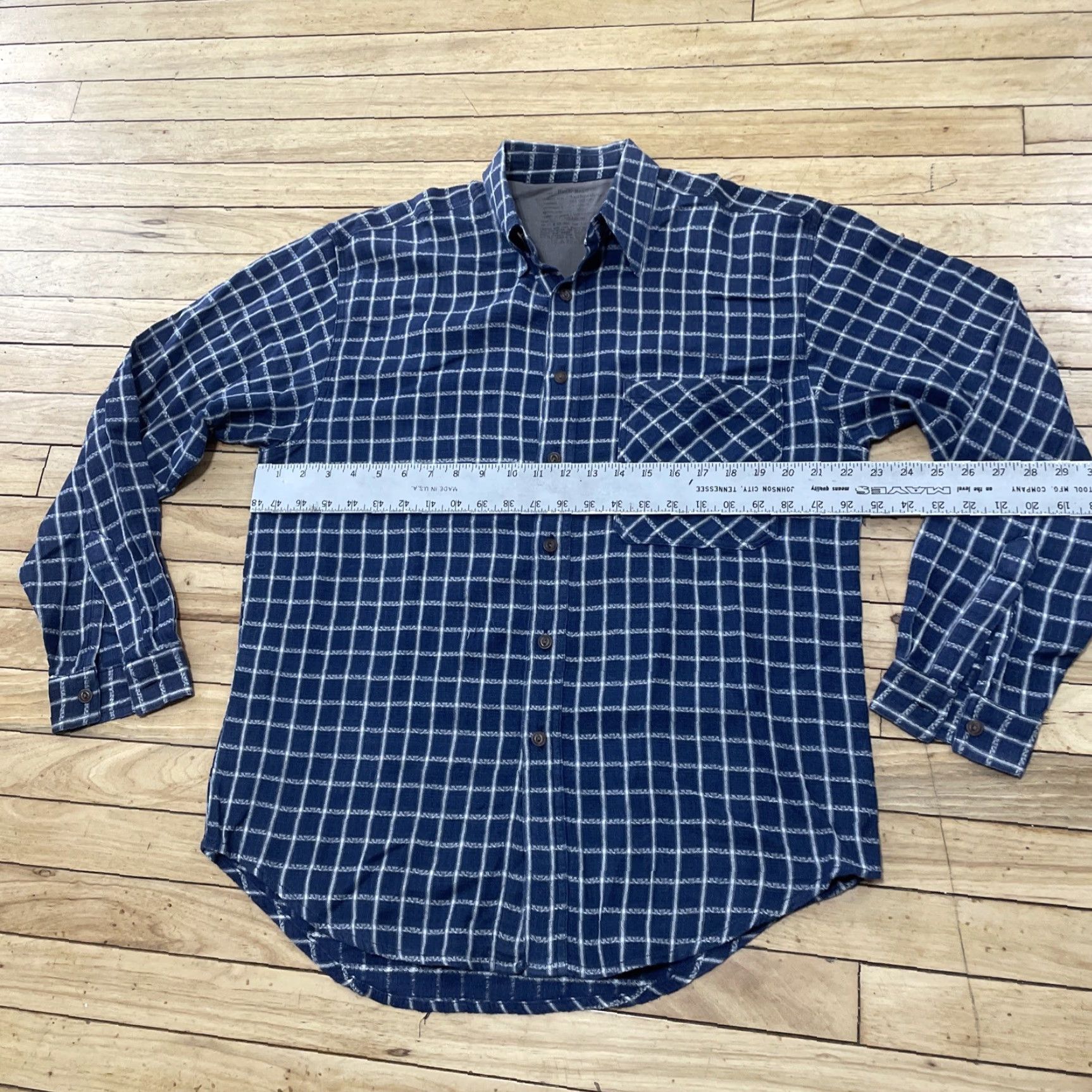 Bugle Boy VINTAGE Bugle Boy Chain Print Stitch Men M Western Equestrian Blue White Check Plaid Shirt Size ONE SIZE - 7 Thumbnail