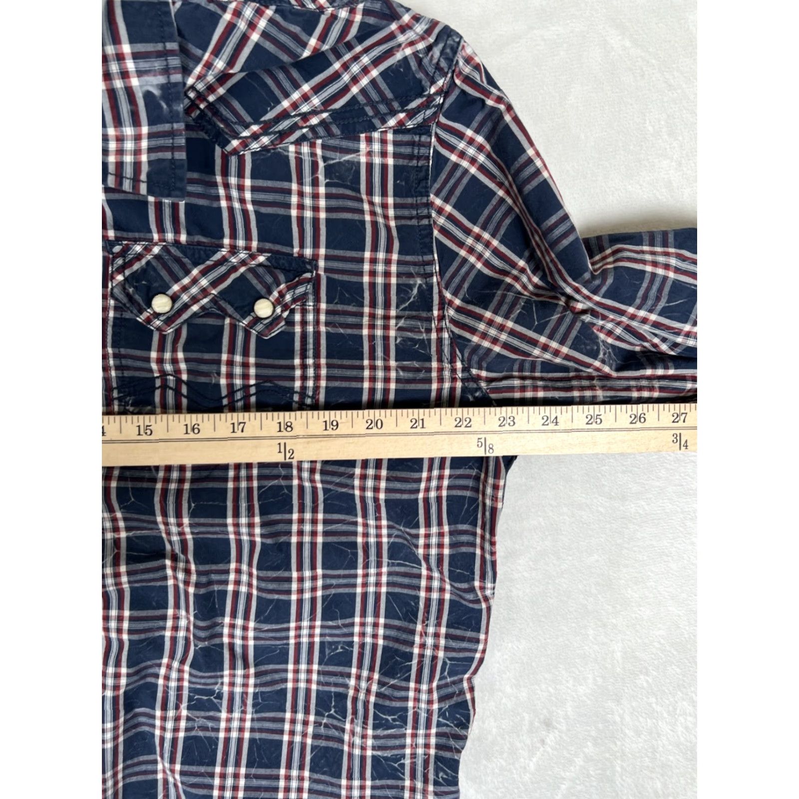 Vintage Moonshine Spirit Shirt Mens Large Blue Plaid Western Snap Front Regular Fit Size US L / EU 52-54 / 3 - 6 Thumbnail