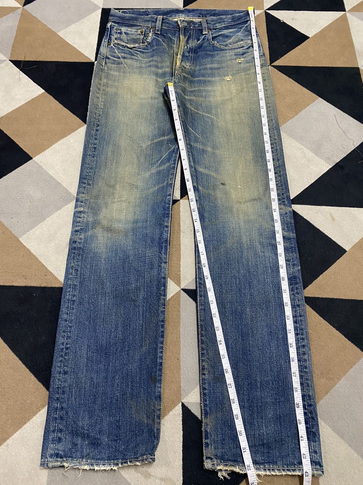 Spellbound Japanese Brand SpellBound Mud Wash Distressed Loose Jeans Size US 31 - 21 Thumbnail
