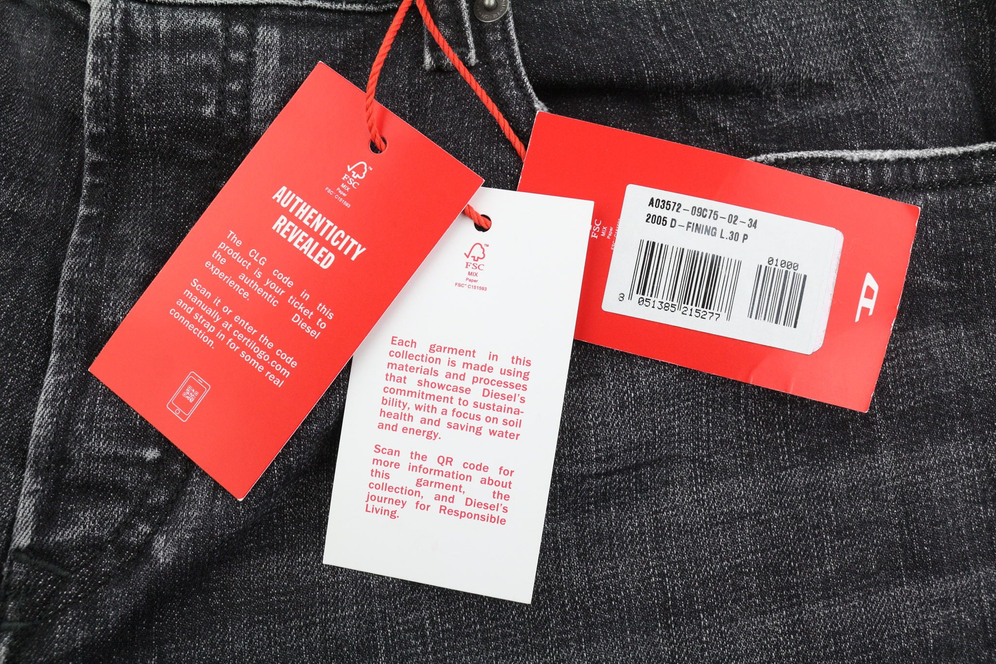 Diesel 2005 D-FINING 09C75 W34/L30 Tapered 40412 Size US 34 / EU 50 - 7 Thumbnail