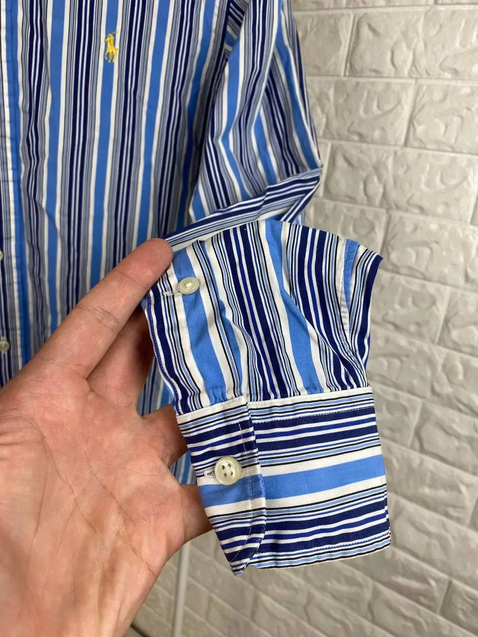 Polo Ralph Lauren × Ralph Lauren × Vintage Men’s Ralph Lauren Shirt Light Stripe Cotton Long Sleeve Size US M / EU 48-50 / 2 - 4 Thumbnail