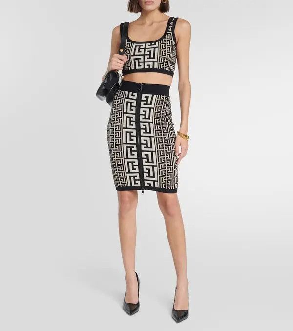 Balmain o1y0625 Crop Top in Black/White Size XS / US 0-2 / IT 36-38 - 4 Thumbnail