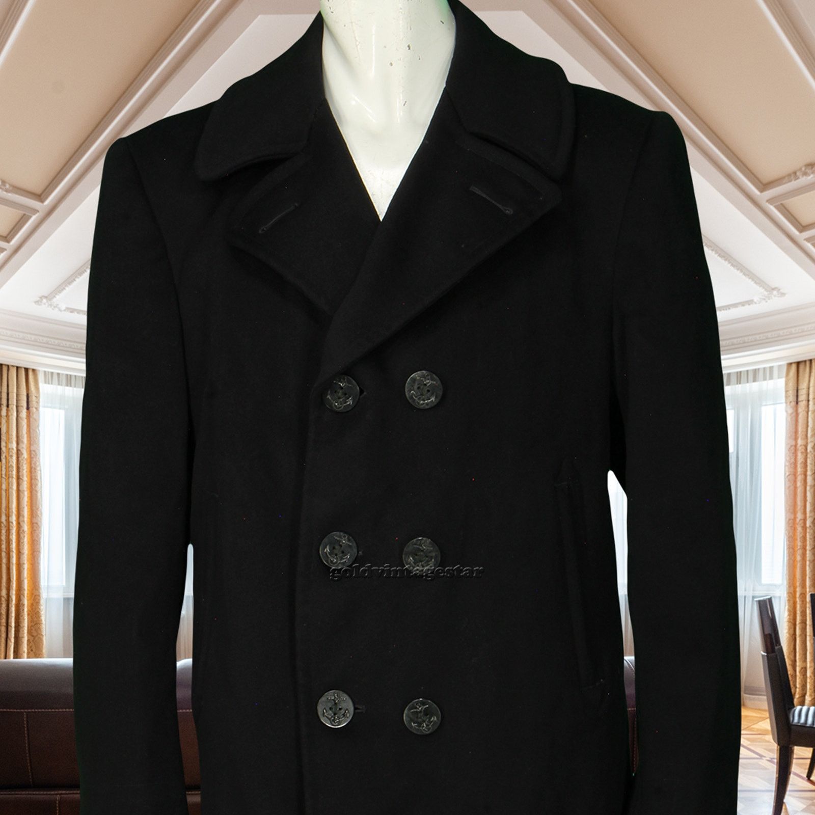 Other Vintage USN Anchor Wool Peacoat Jacket 50s Size US L / EU 52-54 / 3 - 3 Thumbnail