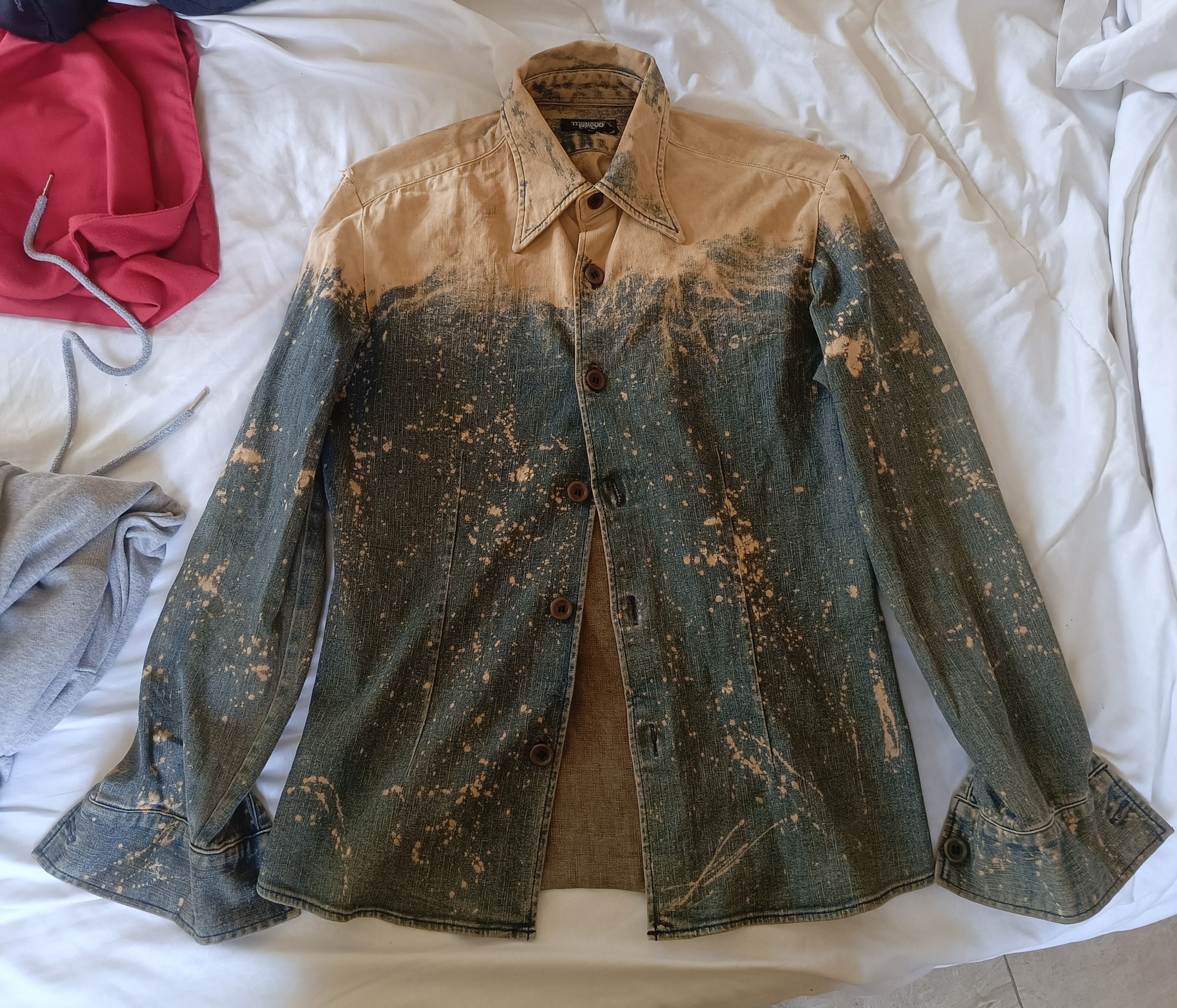 Tornado Mart GRADIENT Mud Max Wash Distressed Denim Size L / US 10 / IT 46 - 1 Thumbnail