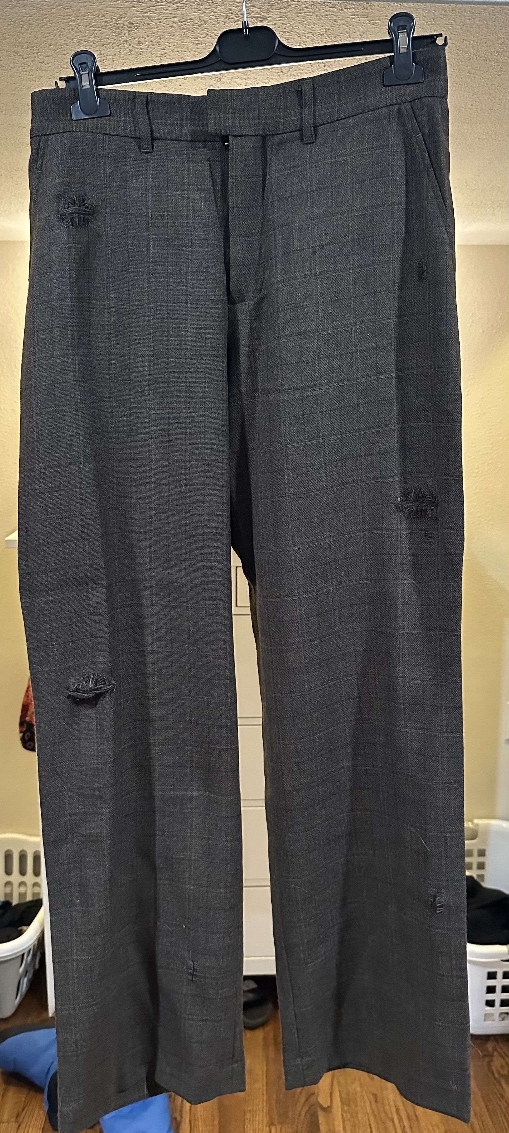 image of Stolen Girlfriends Club Distressed Brown Check Trousers, Men's (Size 34)