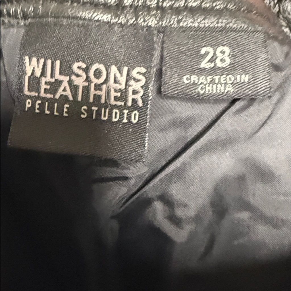 Wilsons Leather Wilson's leather black 100% leather pants straps on leg 28 Size 28" / US 6 / IT 42 - 7 Thumbnail