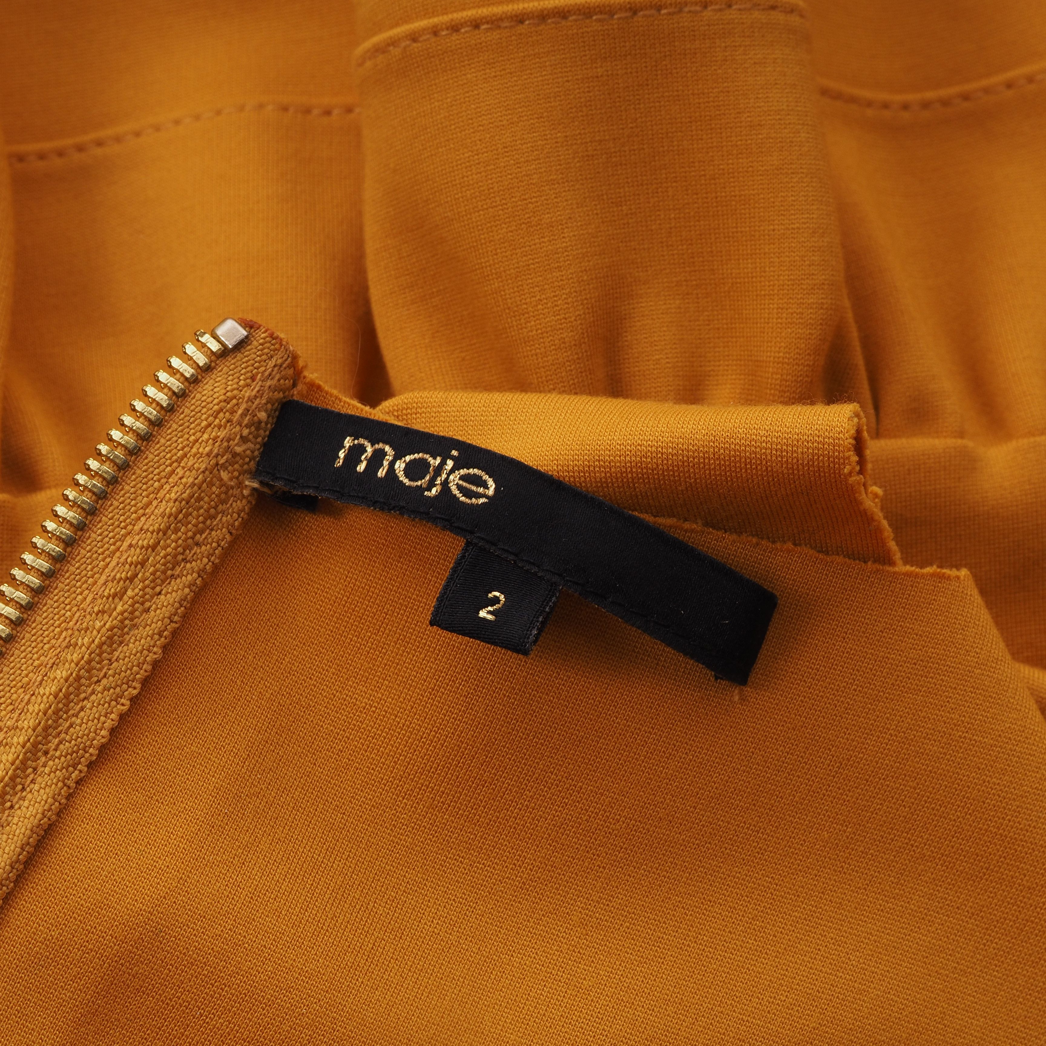 Maje Maje Madison Yellow Pleated Stretch Crepe Jersey Dress Size M / US 6-8 / IT 42-44 - 6 Thumbnail