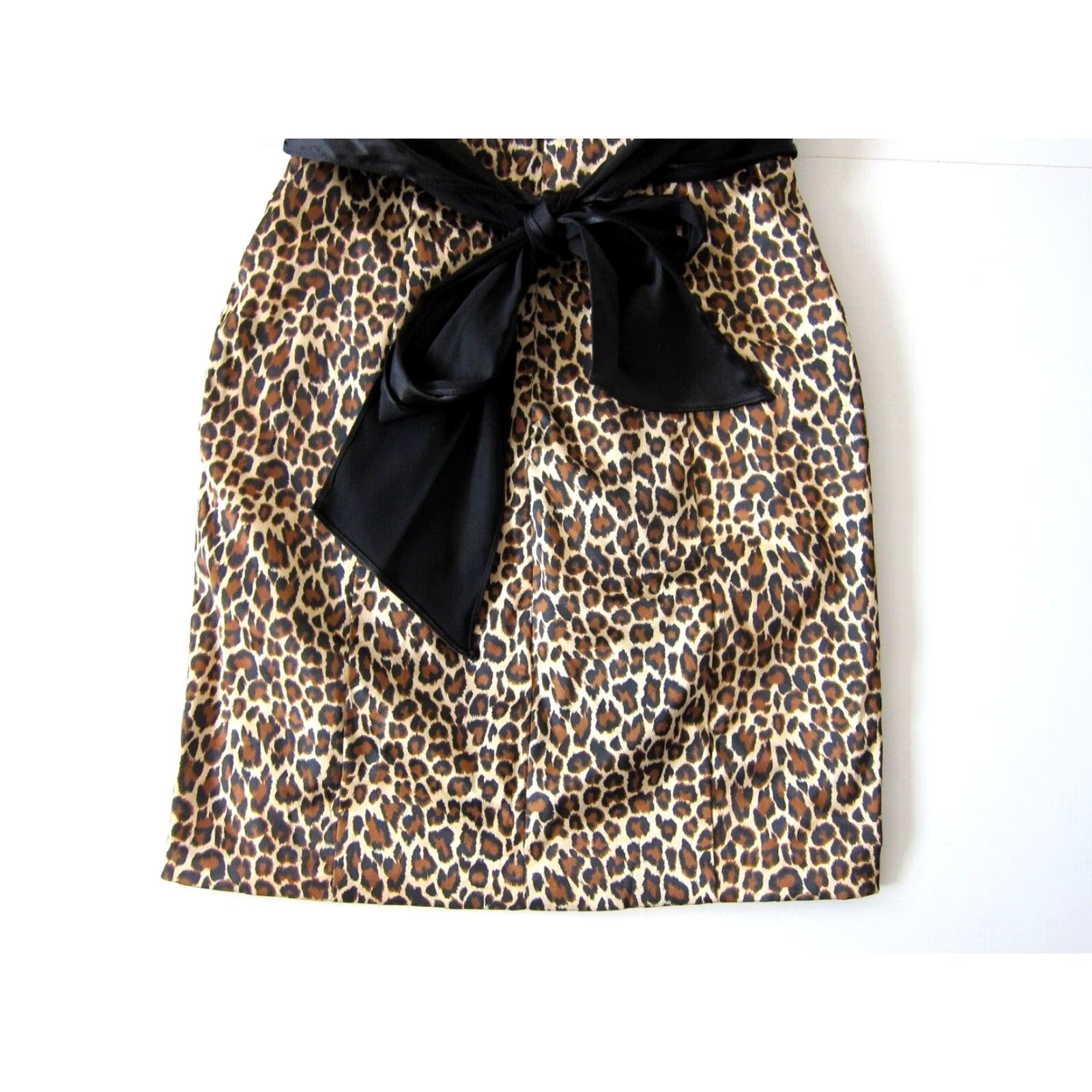 Vintage VINTAGE Jump Apparel Dress Shirt Brown Cheetah Strapless Ruched Pocket Prom Party 6 Women Size M / US 6-8 / IT 42-44 - 5 Thumbnail