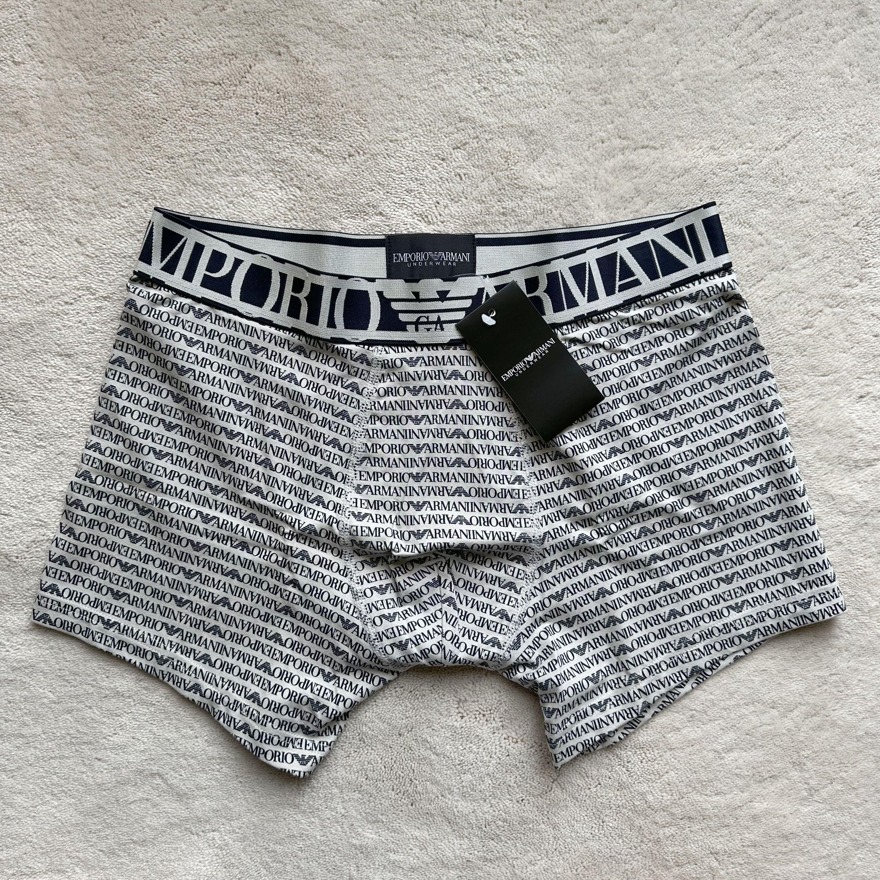 Emporio Armani GA EMPORIO ARMANI All-Over Logo STRETCH COTTON TRUNKS Sz M Size 32 - 10 Thumbnail