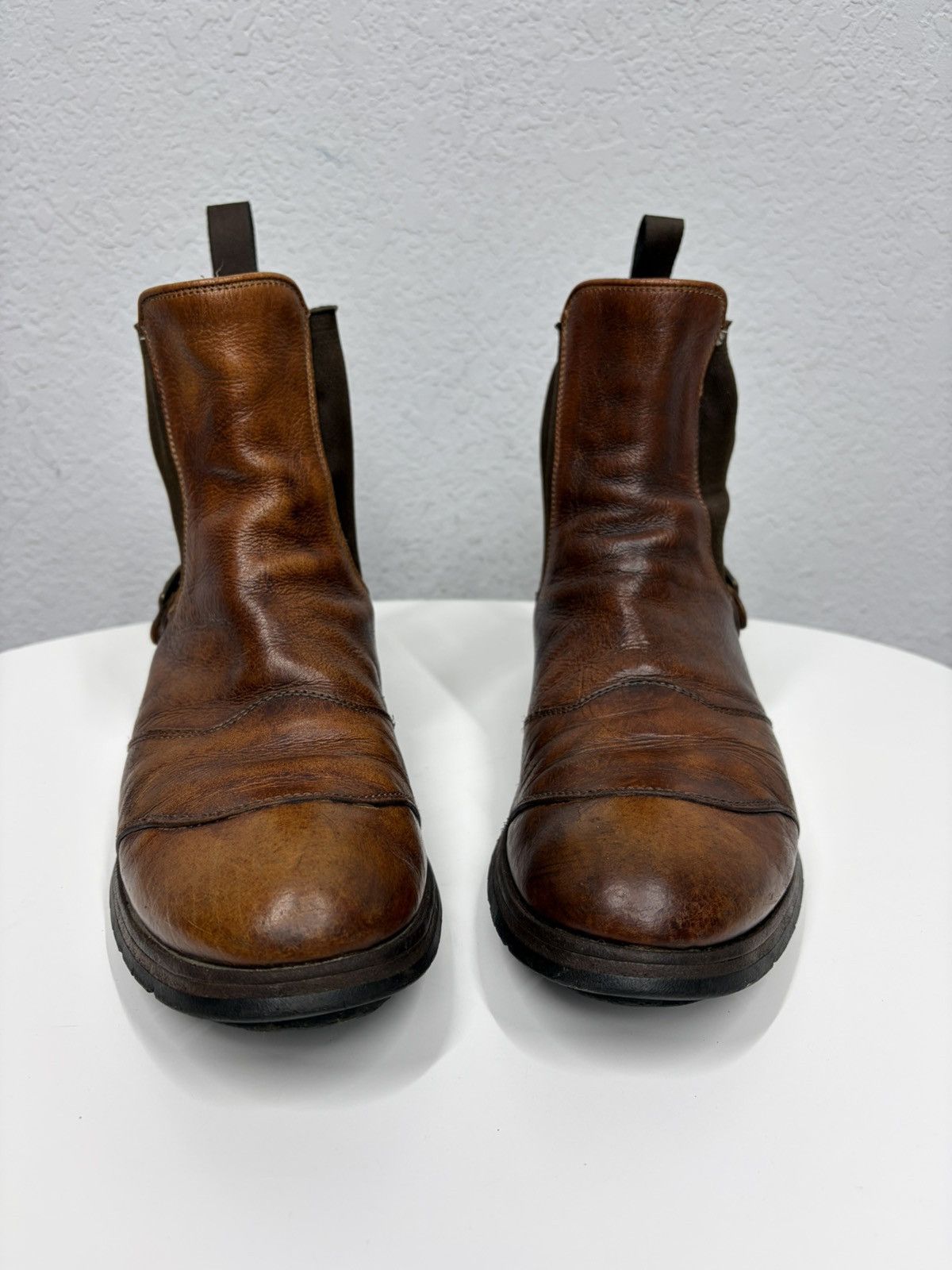 Hedi Slimane Vintage Y2K Guidi CCP Style Distressed Leather Biker Boots Size US 10 / EU 43 - 8 Thumbnail