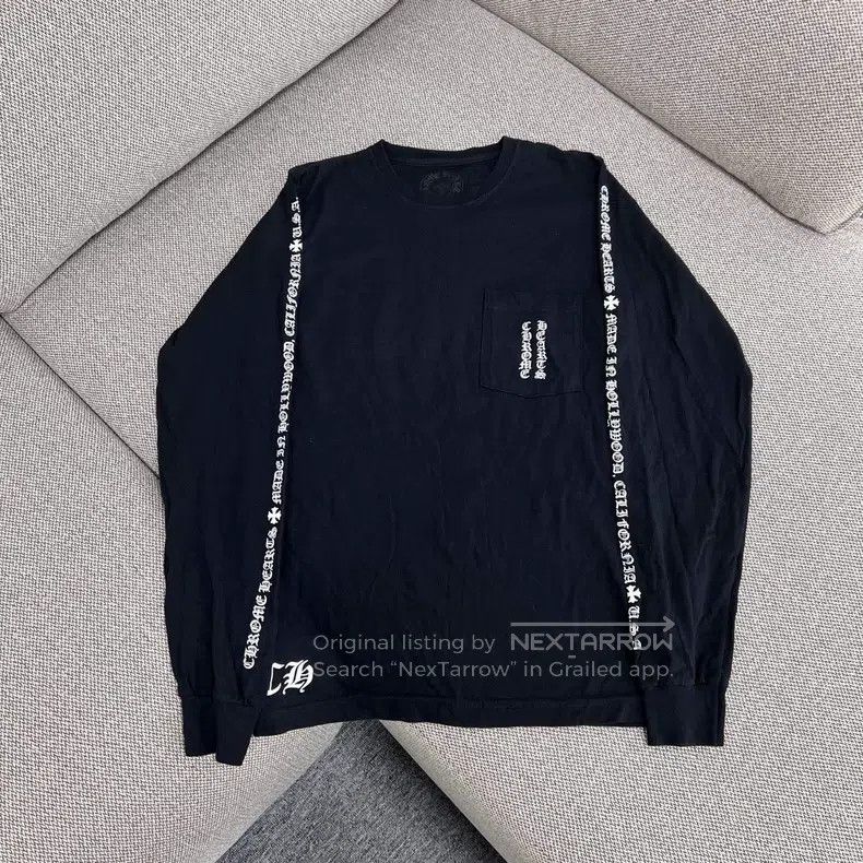CHROME HEARTS Size S Black arms, Sanskrit cross, long sleev