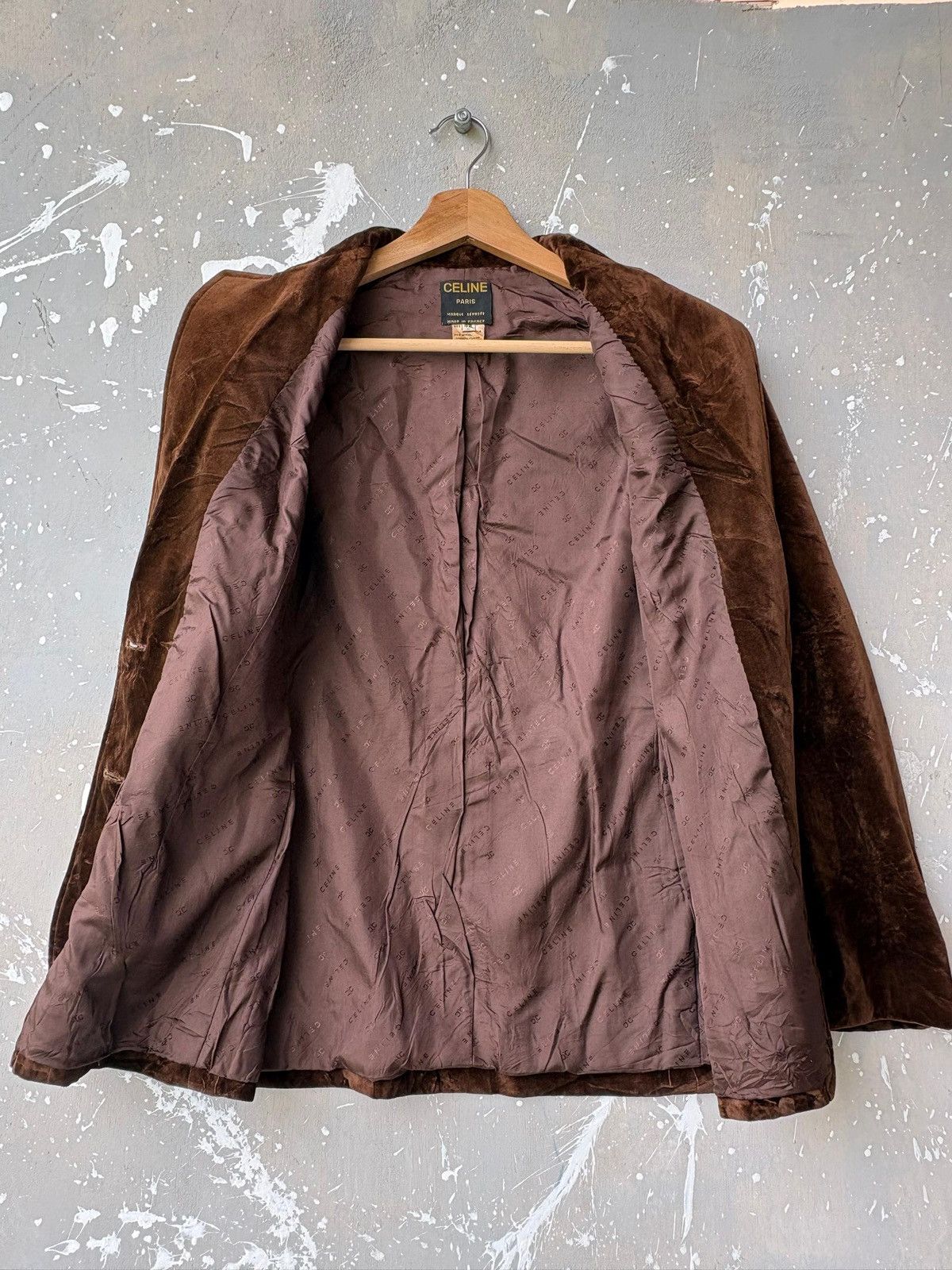 Celine RARE‼️ Vintage 70s Monogram Céline Paris Brown Velvet Blazer Size US M / EU 48-50 / 2 - 8 Thumbnail