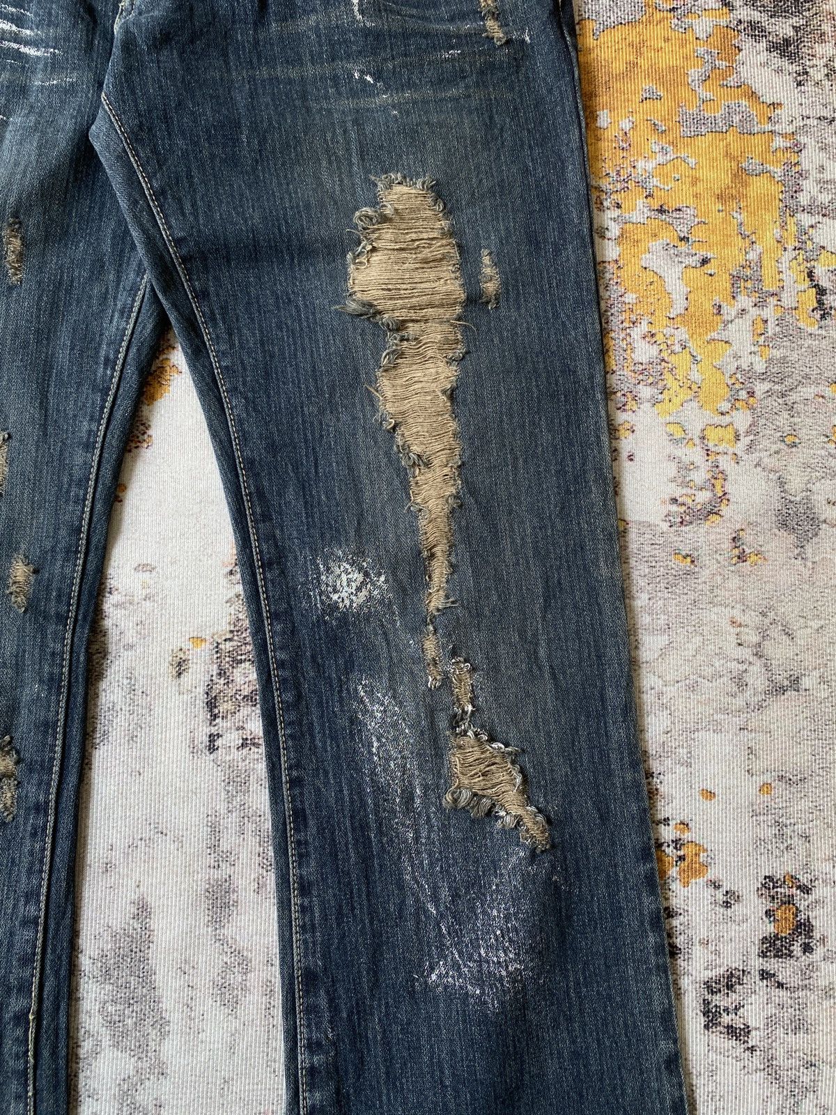 Japanese Brand Back Rush Distressed Splatter Design Flare Denim Size US 32 / EU 48 - 7 Thumbnail