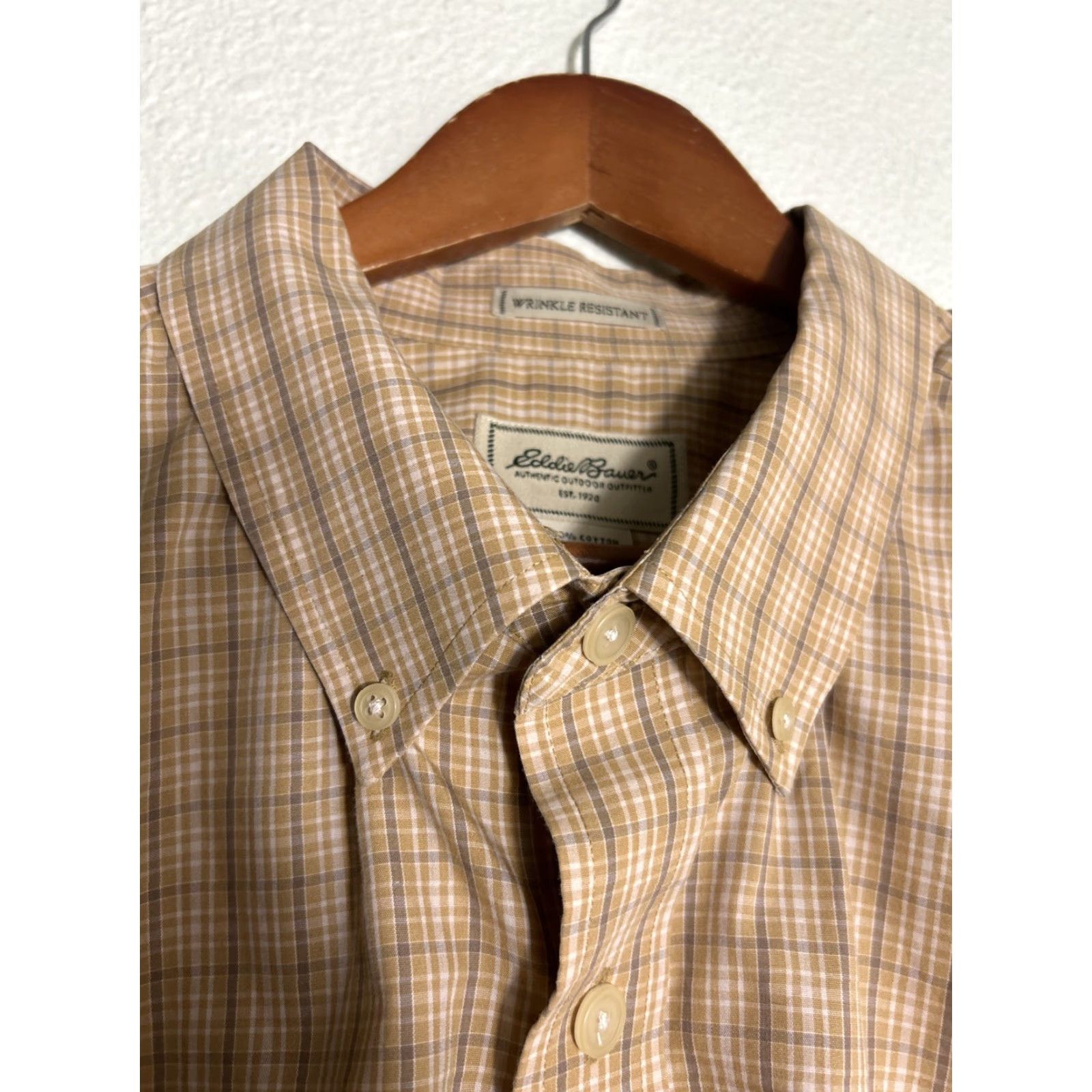 Eddie Bauer Eddie Bauer Shirt Men 3XL Plaid Short Sleeve 100% Cotton Work Casual Beige Size US XXL / EU 58 / 5 - 4 Thumbnail
