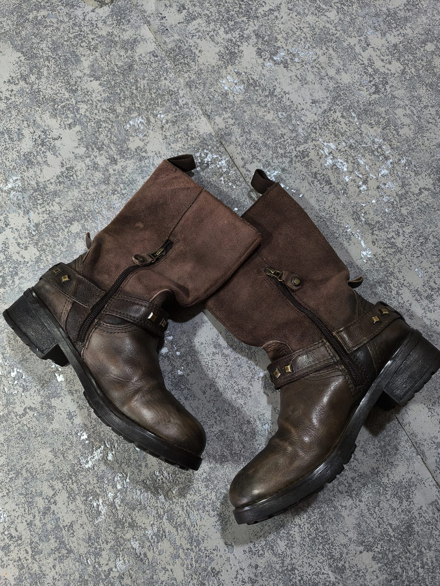 Hysteric Glamour vtg western studded belt strap brown real leather boots Size US 7 / IT 37 - 6 Thumbnail