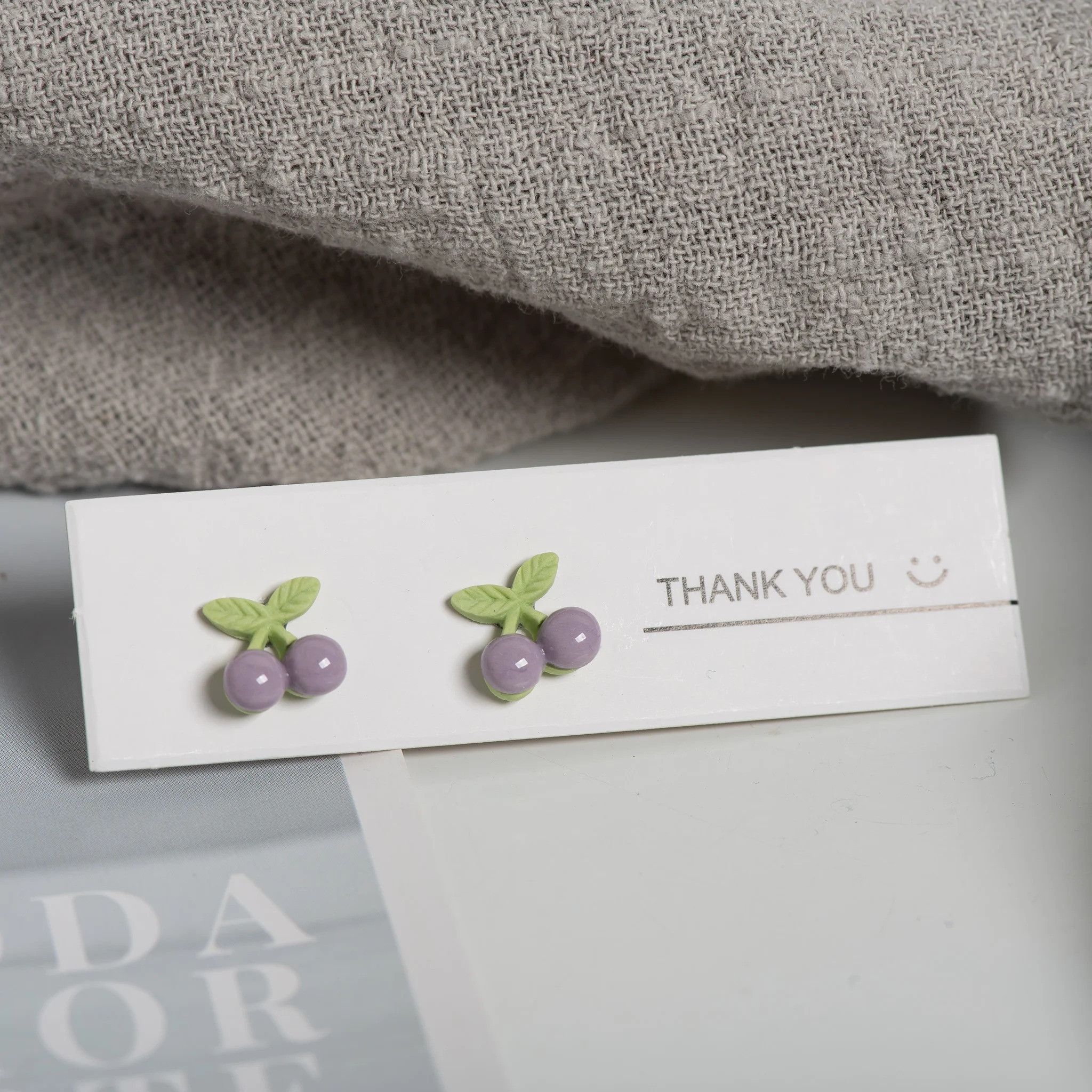 Jewelry Small Cherry Stud Earrings Ceramic Ear Gift For Her Size ONE SIZE - 1 Preview