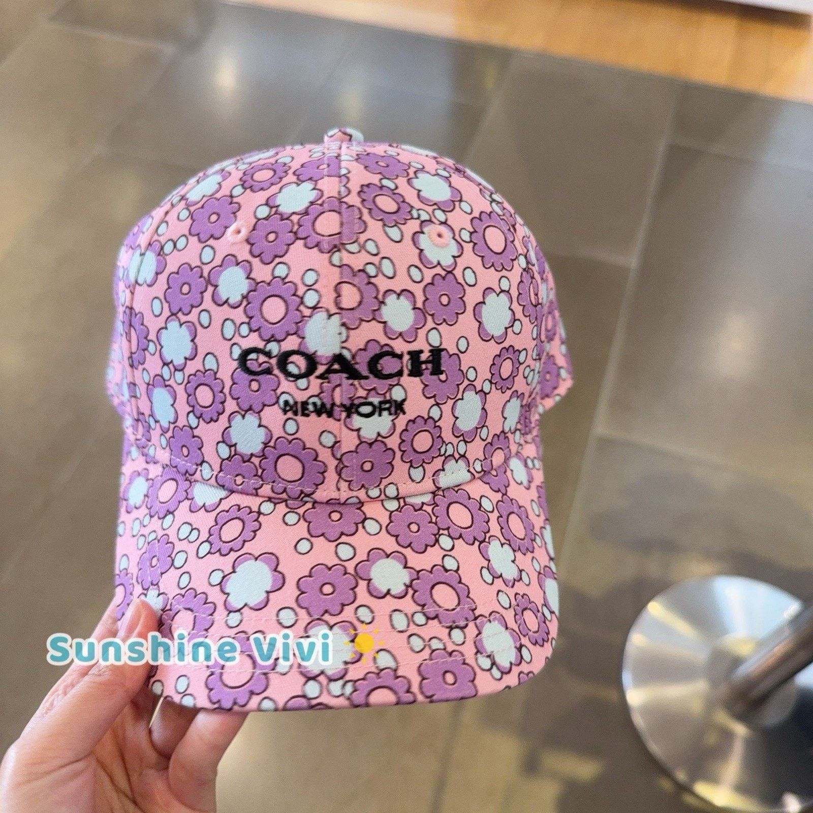 Coach NWT COACH Floral Print Baseball Hat CBO67 Purple XS/S Size ONE SIZE - 1 Thumbnail