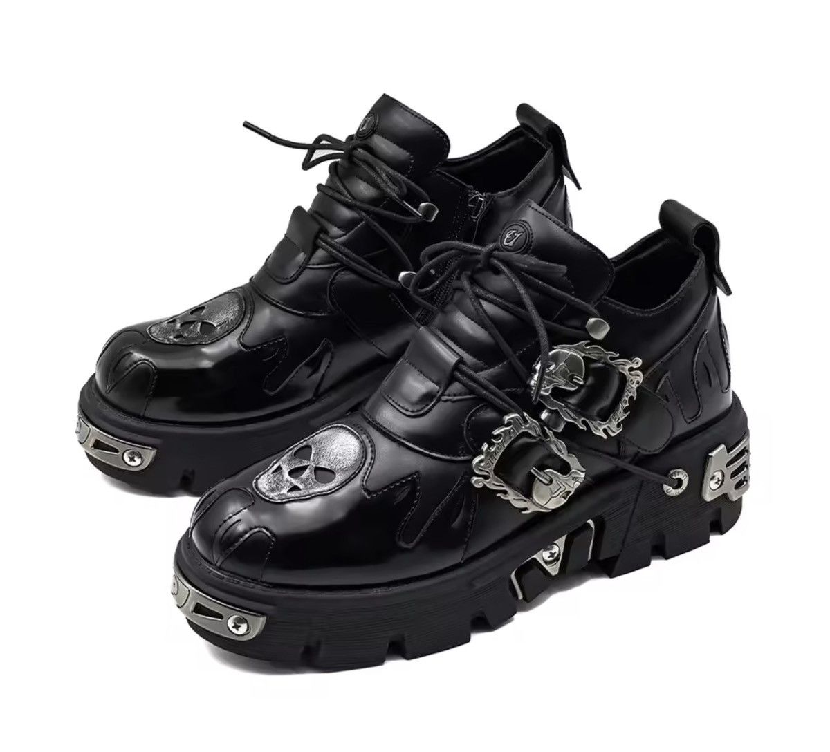 Japanese Brand Microfiber Platform Boots -New Rock Style -Lightweight Boots Size US 6.5 / EU 39-40 - 4 Thumbnail