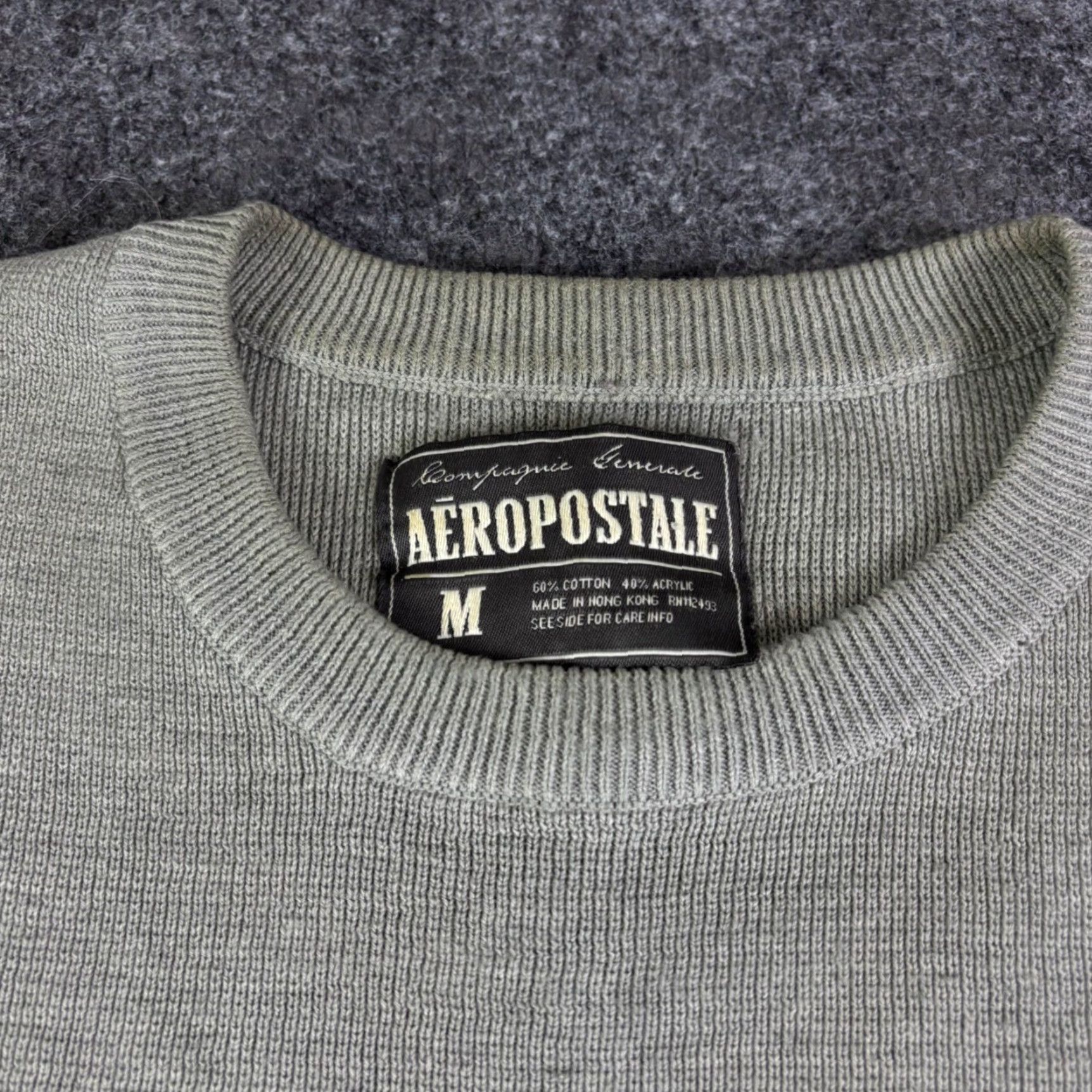 Aeropostale Aeropostale Mens Crewneck Sweater Grey Cream Stripe Long Sleeve Knit Pullover M Size US M / EU 48-50 / 2 - 3 Thumbnail