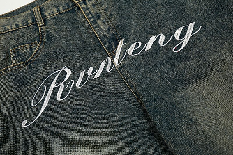 Vintage Retro cartoon embroidered washed men's loose-fitting jeans Size US 32 / EU 48 - 5 Thumbnail