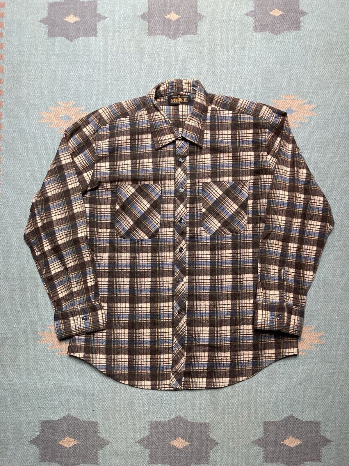 Vintage Vtg 80s flannel shirt brushed cotton blend plaid XL Size US XL / EU 56 / 4 - 1 Thumbnail