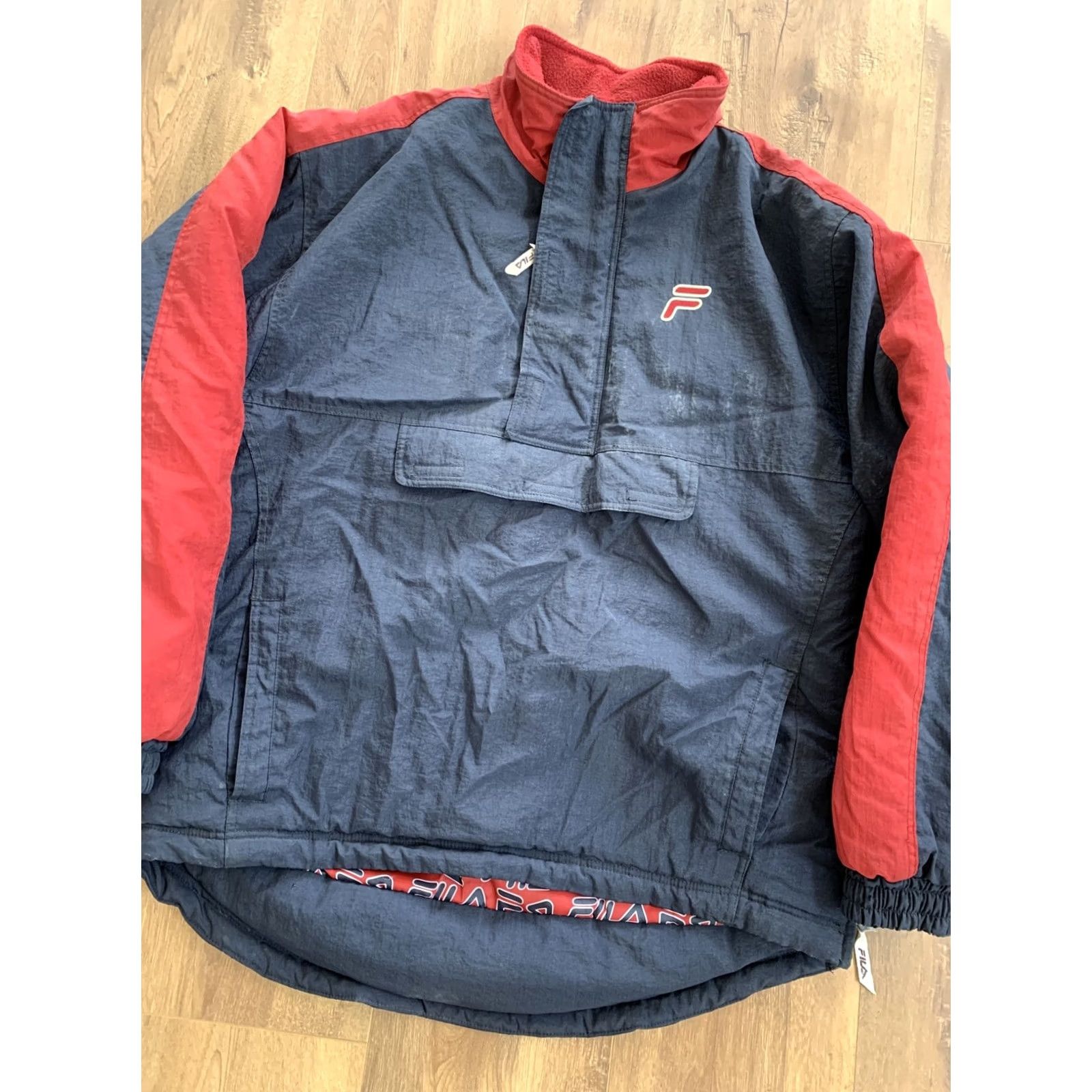Fila VINTAGE FILA Pullover Puffy Jacket Winter Coat Mens L Blue Red Spellout 90s Size US L / EU 52-54 / 3 - 3 Thumbnail