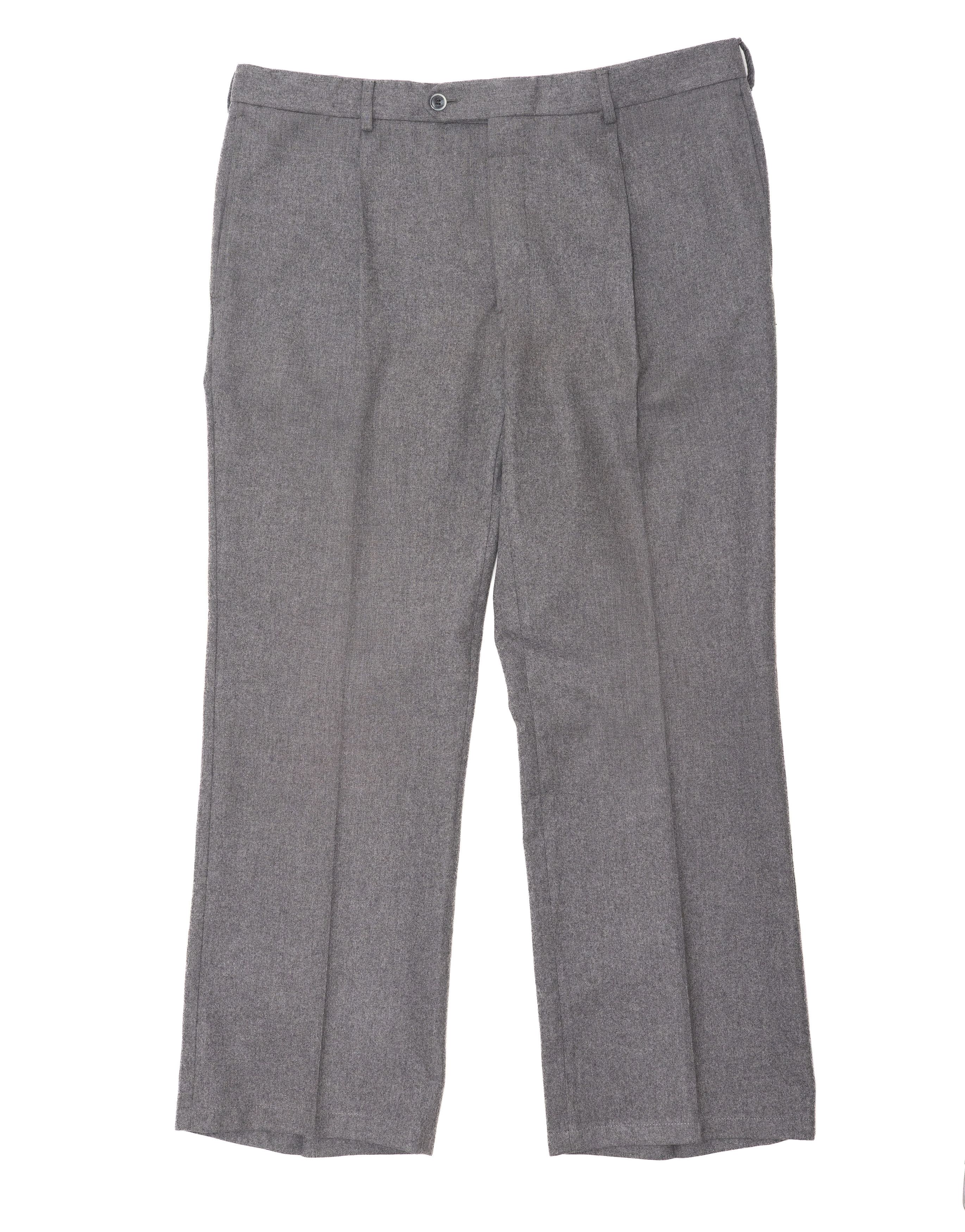 Luigi Bianchi LUIGI BIANCHI MANTOVA Grey Wool Wide Pleated Trosers Size US 34 / EU 50 - 1 Thumbnail