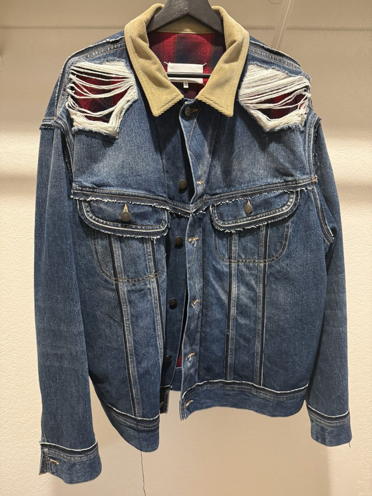 Maison Margiela × Pendleton Maison Margiela Pendleton Distressed Denim Jacket Size US XL / EU 56 / 4 - 1 Thumbnail