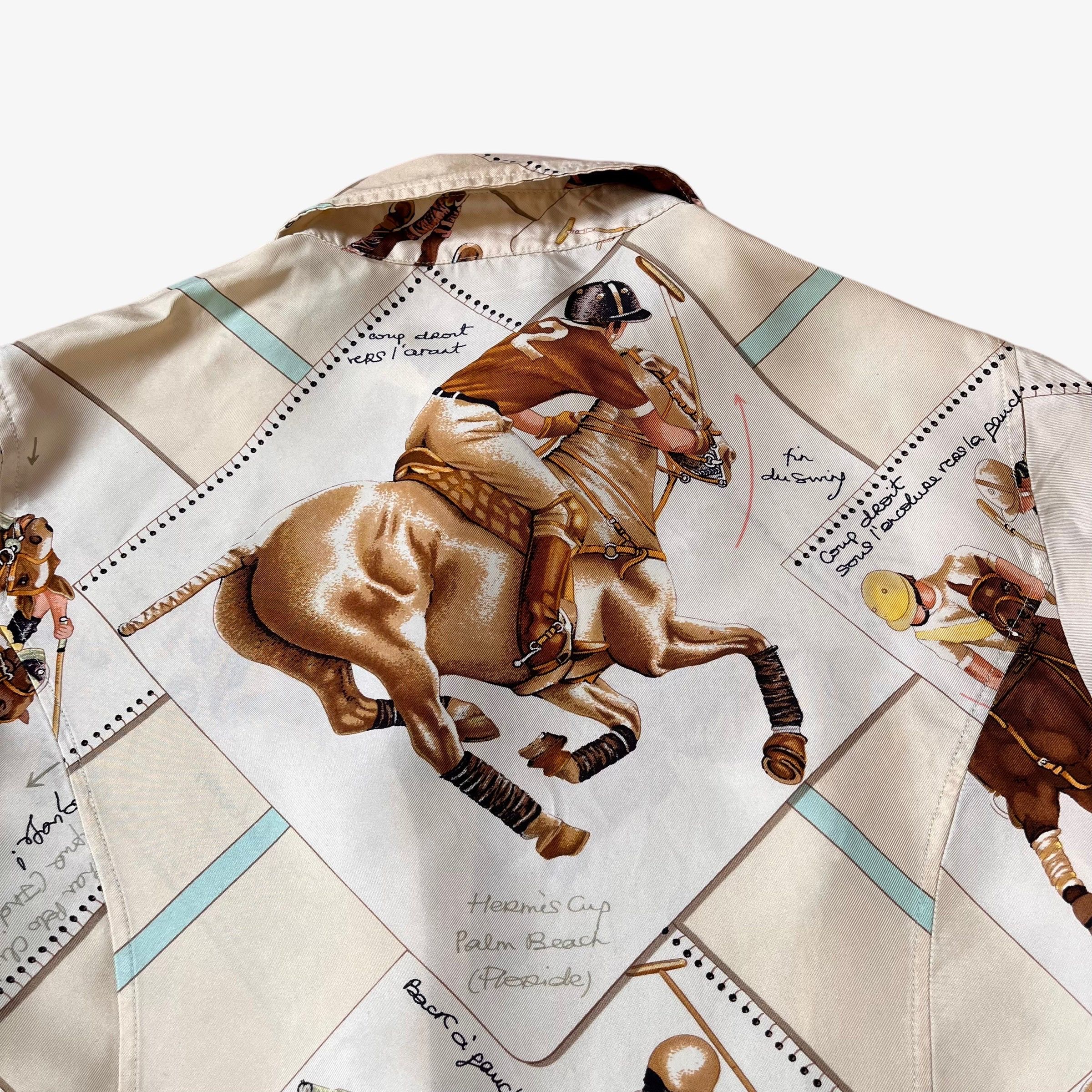 Hermes Vintage 90s Women's Hermes Equestrian Polo Player Silk Shirt Size S / US 4 / IT 40 - 6 Thumbnail