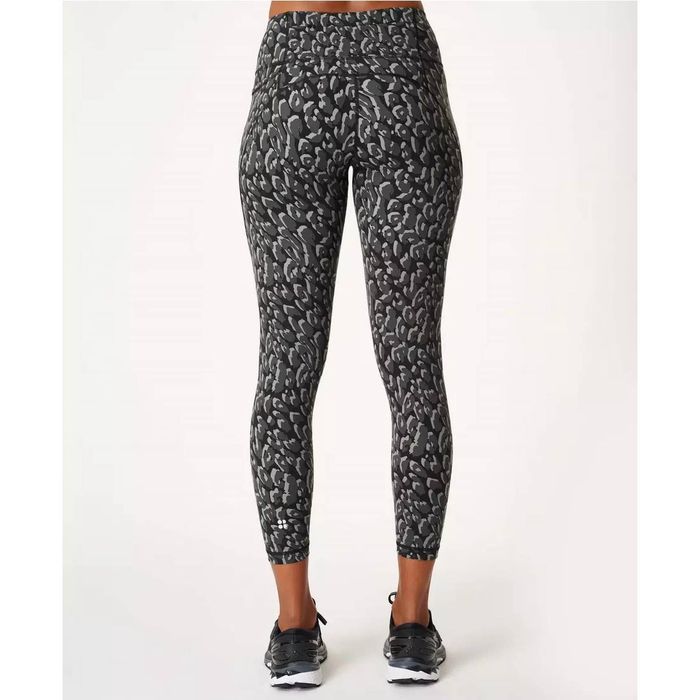 NEW Size XS Sweaty Betty Power 7/8 Workout Leggings Black Tonal Leopard  Print